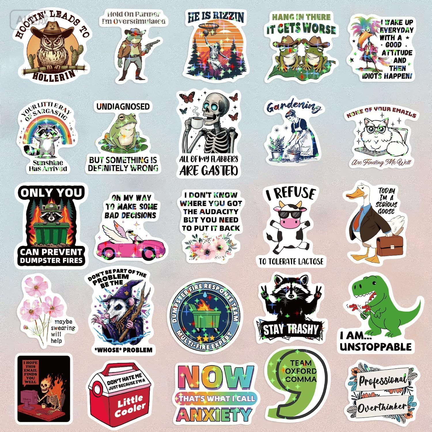 Funny Stickers for Adults 238 PCS - Holographic Sarcastic Meme Decals | Waterproof Vinyl Laptop Stickers, Water Bottle, Phone, Kindle | No Repeats (238 Funny Stickers) image number 4