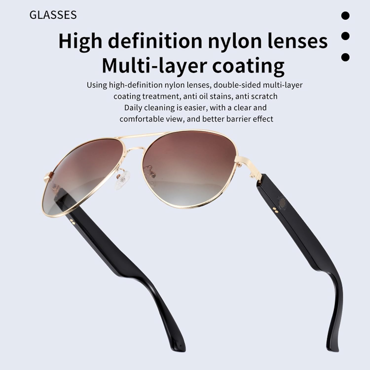 Meagtlva Bluetooth Sunglasses for Men and Women,Fast Charging Smart Glasses with Open Ear Speaker,Touch Voice Contro,Polarized Lens, Hands Free Calling - Brown Sunlens image number 1