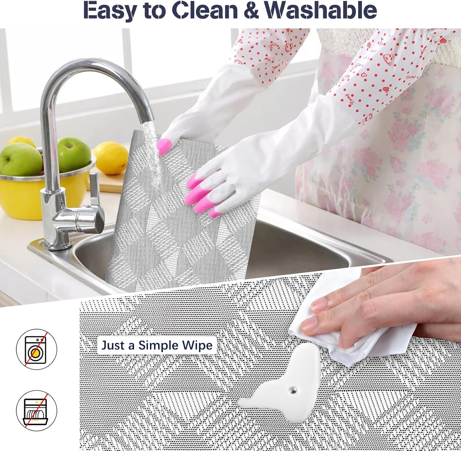 Placemats, Set of 6 Heat Resistant Place Mats, Stain-Proof Non-Slip Wipeable PVC Dining Table Mats, Dining Table Placemats for Easter Thanksgiving Christmas New Year Party Home Decor (Silver Diamond) - Bamboo Grey image number 3