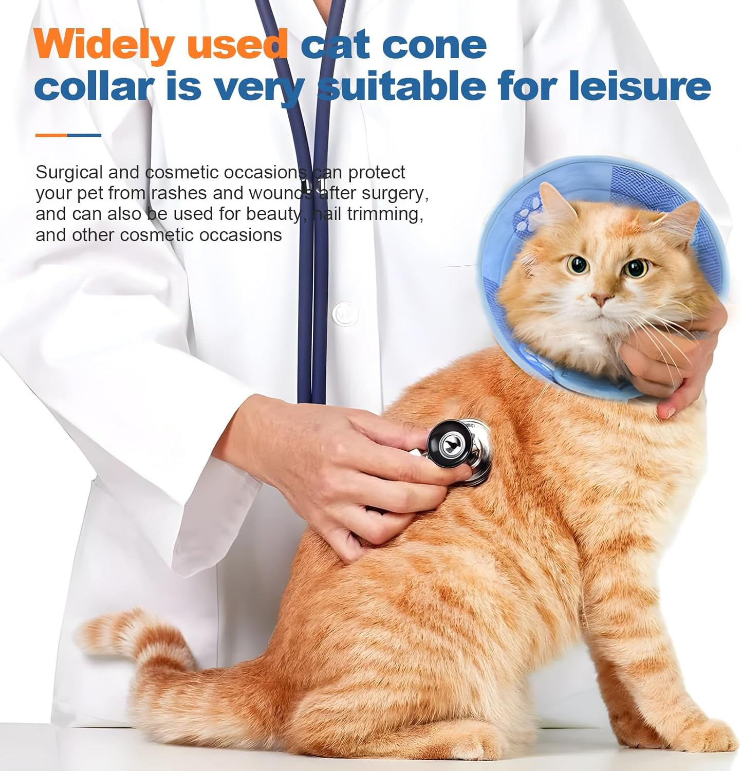 Cat Collar, Recovery Collar, Soft Collar Cone after Surgery, Protective Collar, Cat Collar, Adjustable Collar Prevents Licking Wounds, Cat Collar (Blue, S) image number 6