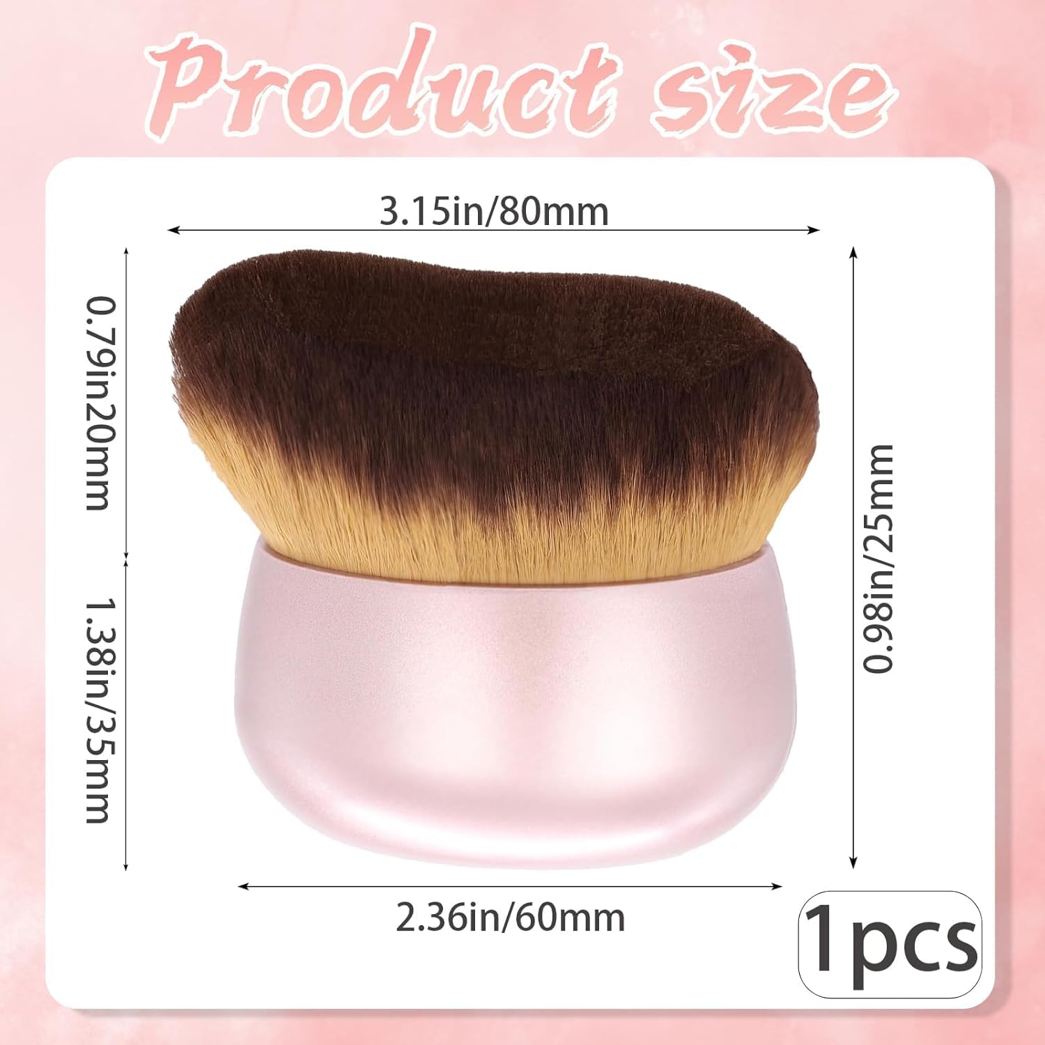 Shuoteng Oval Face Back Makeup Brush, 1Pc Self Tanner Brush Extra Large Body Makeup Brush, Extra Large Self Tanner Kabuki Makeup Brush, Pink image number 6
