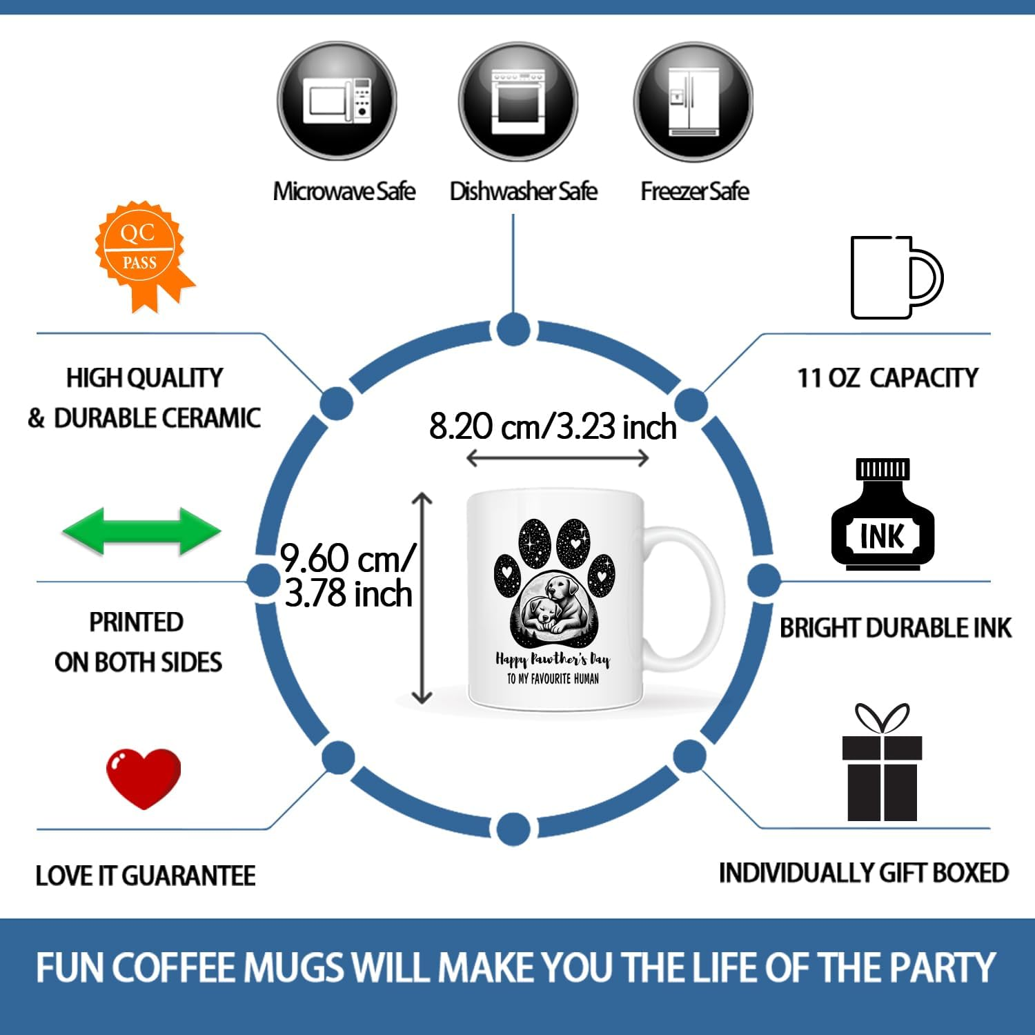 Funny Pawther&rsquo;S Day Coffee Mug Gifts 11 Oz - 'Happy Pawther'S Day' & 'To My Favourite Human' Design, Ideal for Dog Dads, Pet Lovers & First-Time Pet Owners image number 1