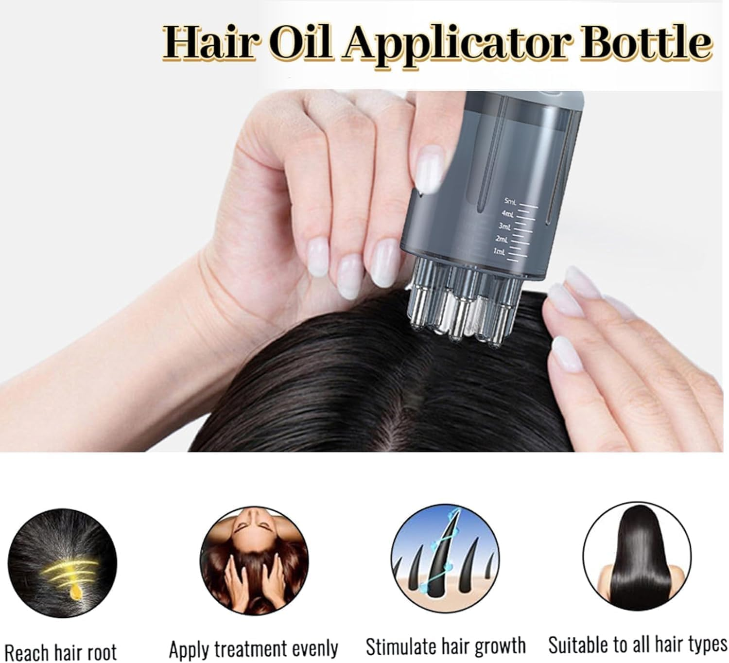 1Pc Scalp Applicator Comb,Hair Growth Care Hair Massager, Portable Hair Oil Applicator Bottle Scalp Massager, Hair Oil Applicator for Scalp Massager and Hair Growth Care (White) image number 5