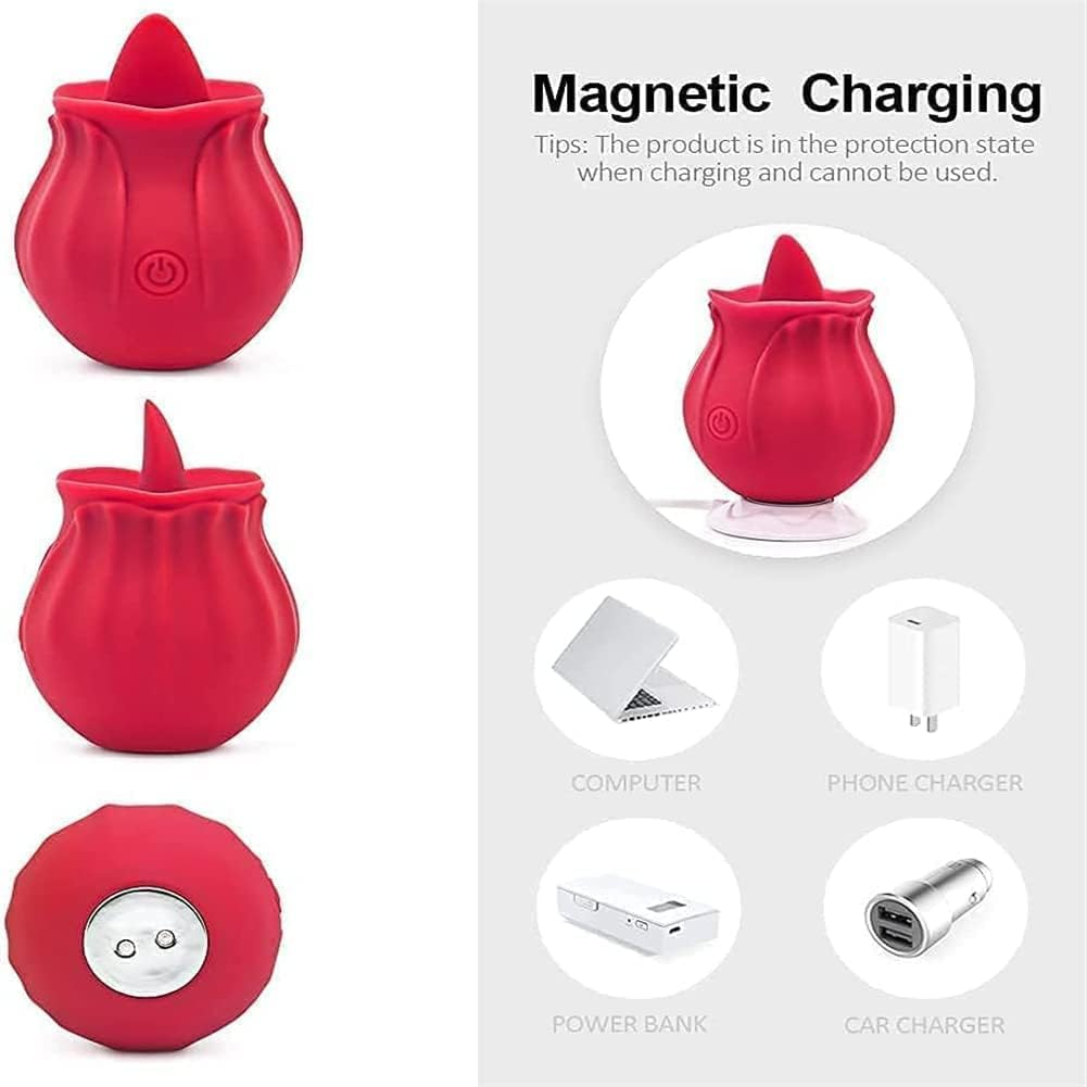 Kwevos Full Range Colors Rose Tongue for Licking, Rose Toy for Women Gift， Rose Red Toy, Electric Women Relaxing Adult Toy, Support 10 Modes Stimulator Licking Nipple image number 5