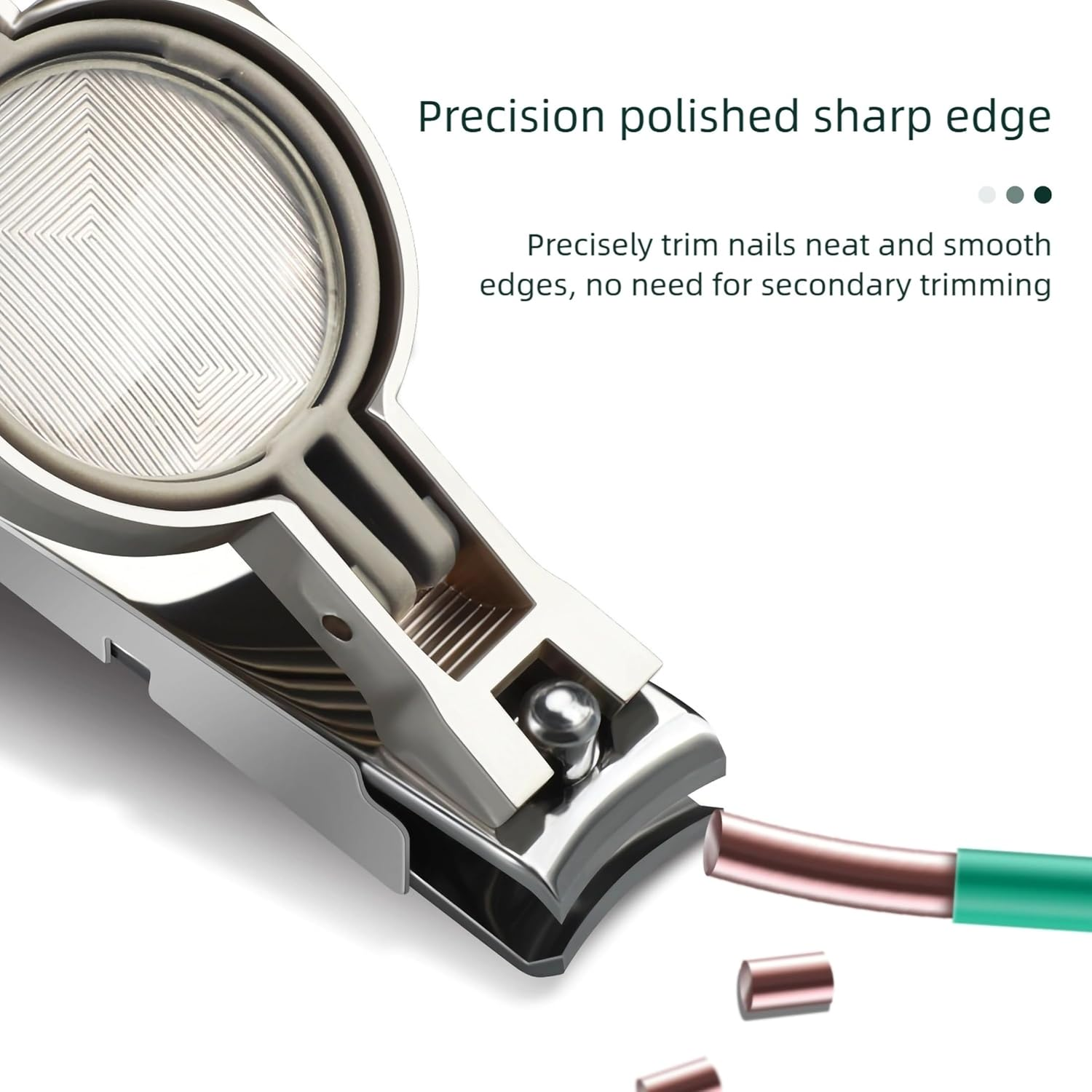 Nail Clippers with Magnifying Glass for Senior, Sharp Heavy Duty Steel Blade, Detachable Magnifier Loupe Set (Black) - Silver+Box image number 6