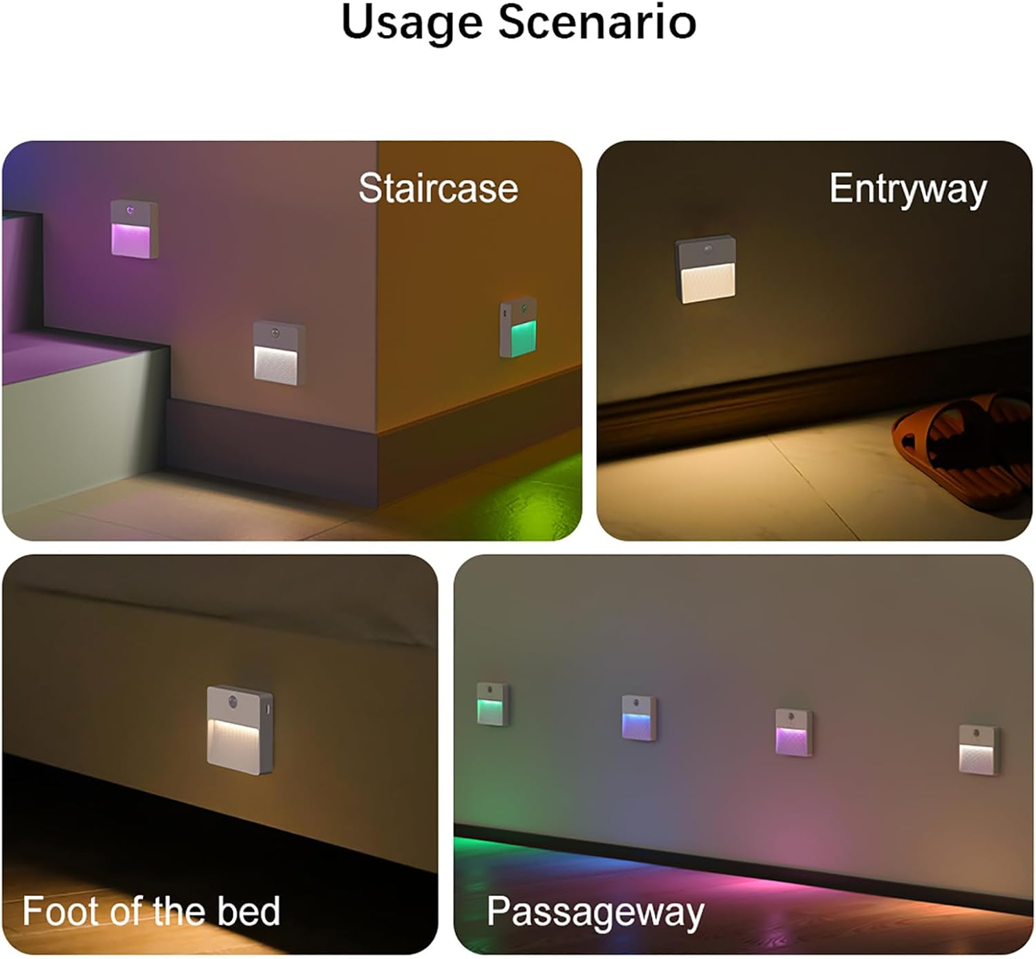 Shenzhi Tech RGB Motion Sensor Night Light, USB Rechargeable LED Wall Lamp, Wireless Magnetic Cabinet Lights for Bedroom Wardrobe Kitchen Hallway Stair Toilet Bathroom (2) image number 5