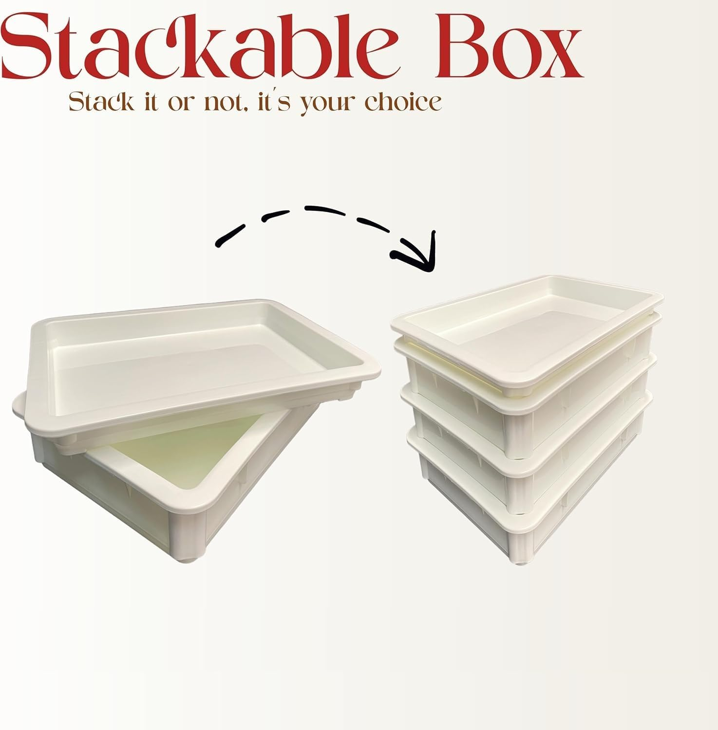 NIVMOWN【2 PACK】BPA Free Plastic Dough Proofing Box | Pizza Proofing Box, Bread Proofing Box | Stackable, with Covers, with Lid | Premium Quality (44.5 Cm* 32 * 8.5 Cm)