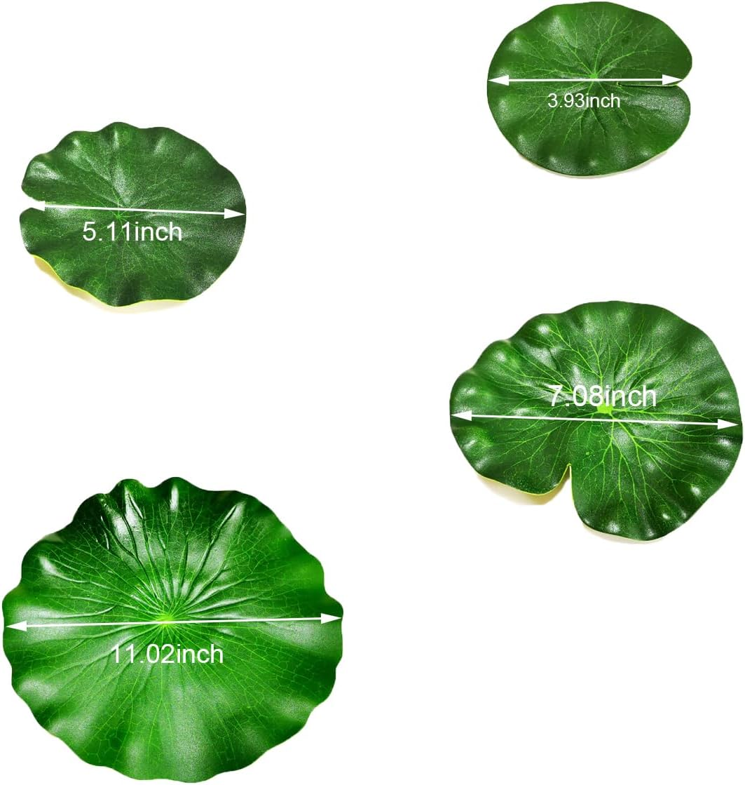 8PCS Lily Pads for Ponds, Artificial Floating Foam Lotus Leaves, Lily Pads Foliage Pond Decor for Koi Fish Pool Patio Aquarium Decor Plastic Plants