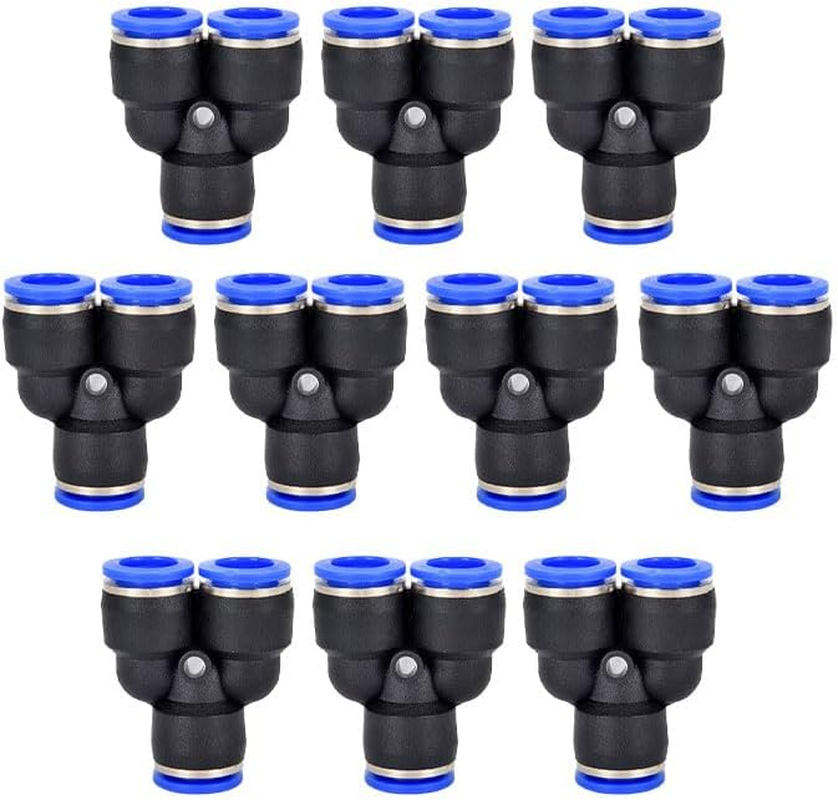 10Pcs Push to Connect Pneumatic Quick Fittings (Y Splitters,1/4In-6Mm) image number 4