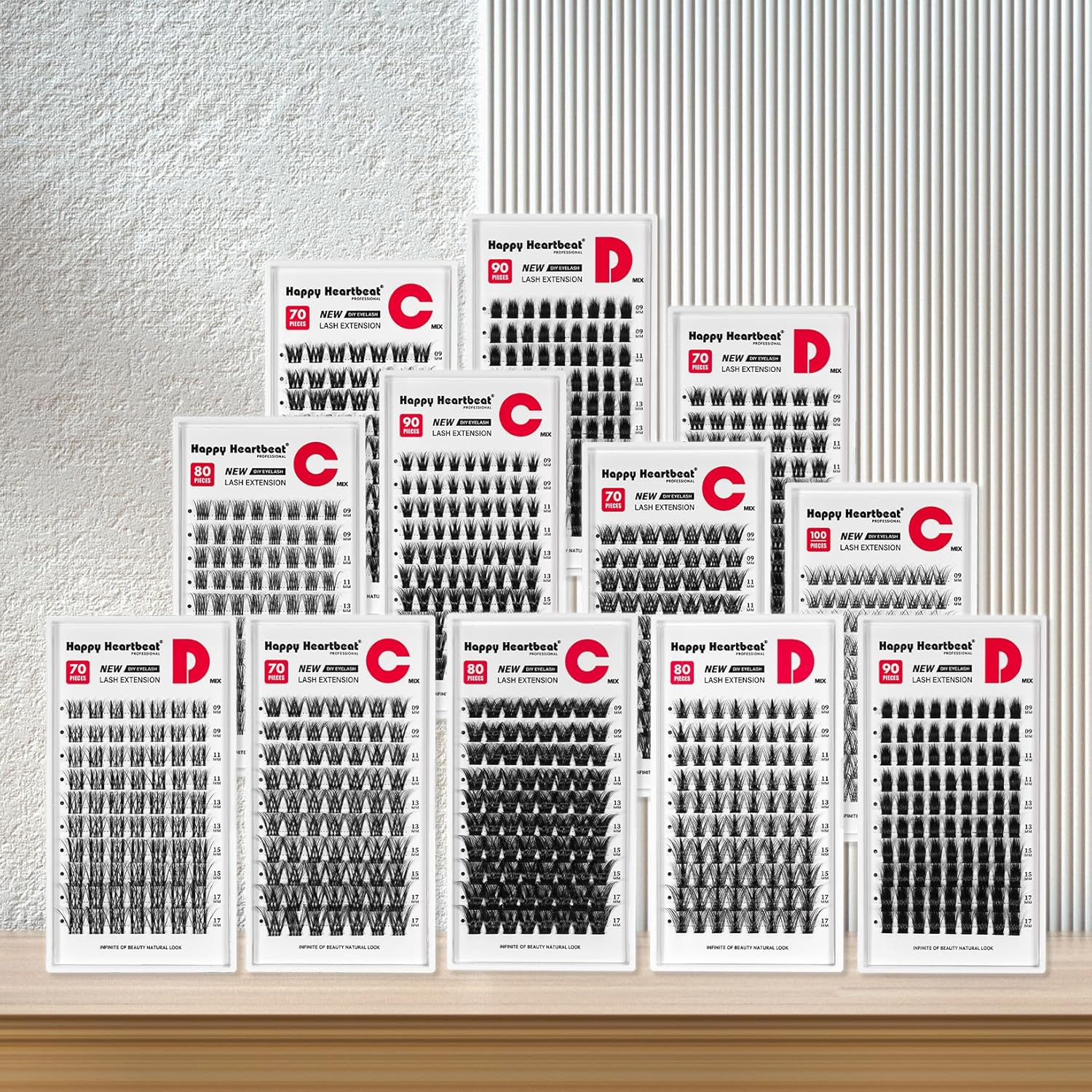 Volume Thick Individual Eyelash Extension Flexible Band Lash Clusters C Curl Faux Mink Clusters Lashes 9-17Mm Mixed Length Reusable DIY False Eyelashes (Black A12-C) image number 3