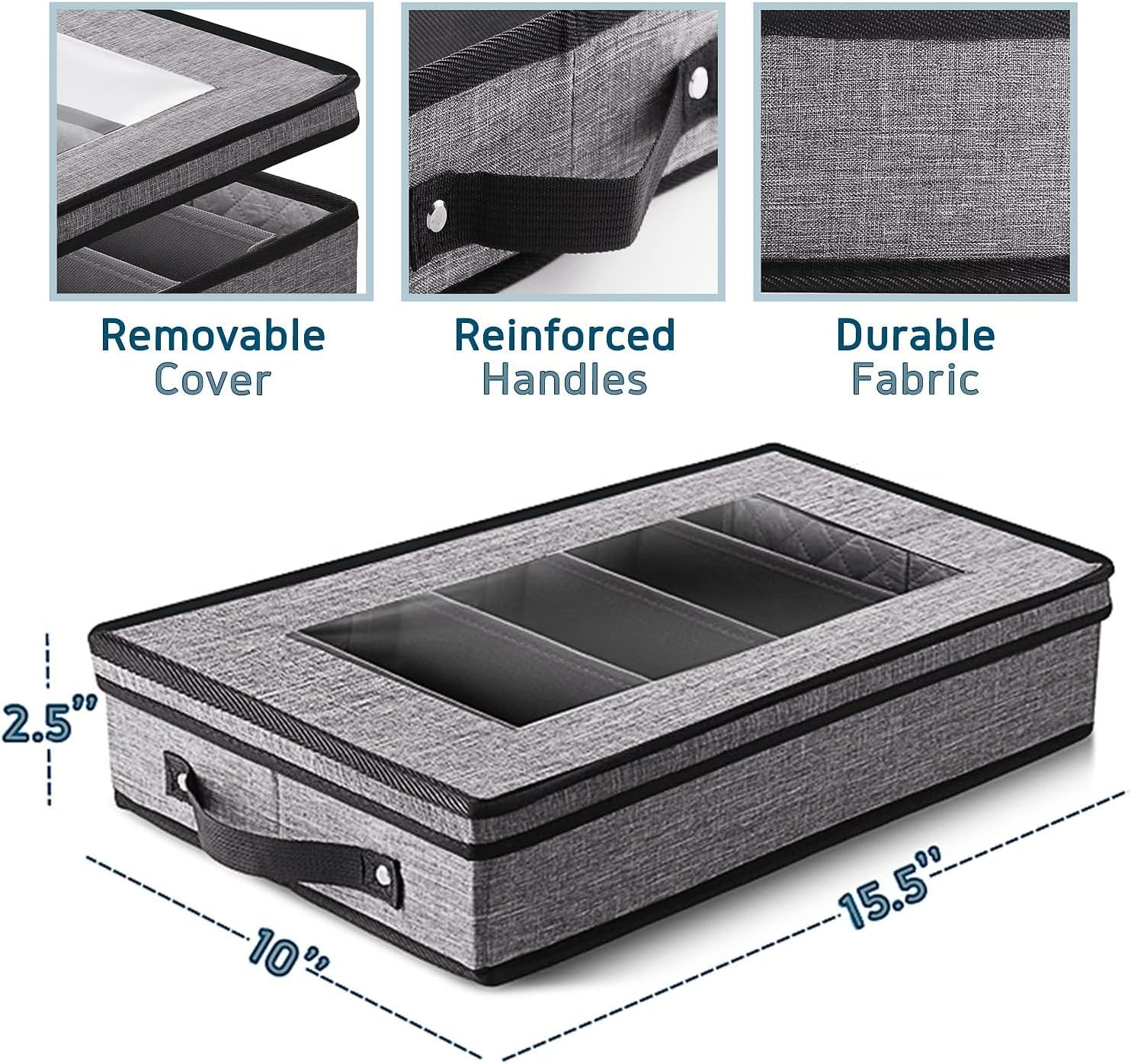 Flatware & Utensil Storage - Durable Silverware Storage Box with Padded Dividers, 5 Compartment Flatware Storage Case, Silverware Case with Handles and Removable Lid - Protects and Organizes Cutlery image number 4