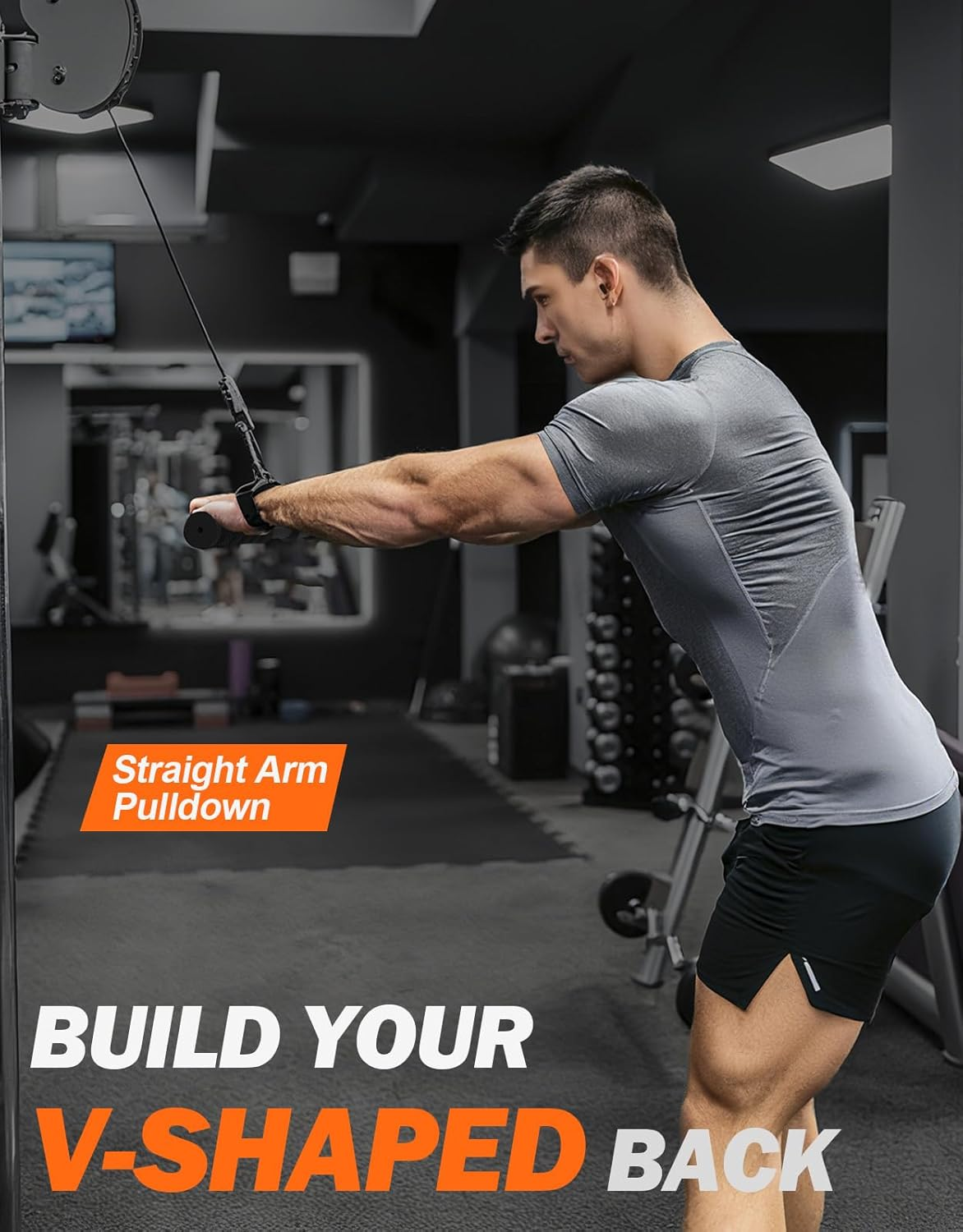 Fitarc Straight Lat Bar Cable Machine Attachment,Pull down Short Bar for Bicep&Tricep Curl for Home Gym image number 5