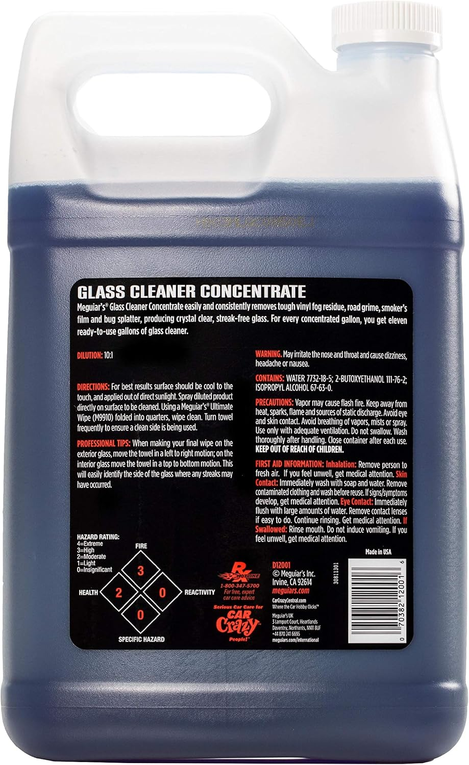 Meguiar'S Detailer Glass Cleaner Concentrate, 3.8 Litre | Produces Crystal Clear, Streak-Free Glass | Removes Vinyl Fog, Road Grime & Bug Residue image number 3