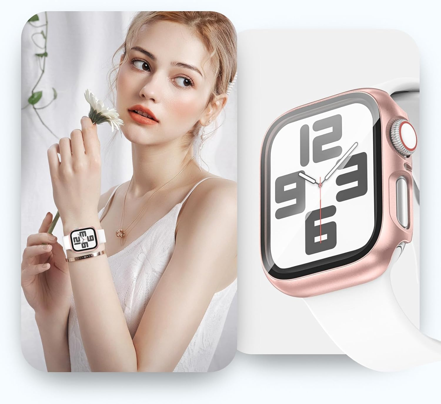 Luyialvals Case for 40Mm Apple Watch SE 3(2025)/SE 2/Se/Series 6/5/4 with Tempered Glass Screen Protector,Protective Bumper and Slim Face Cover for Iwatch 40 Mm,2 Packs,Starlight image number 2