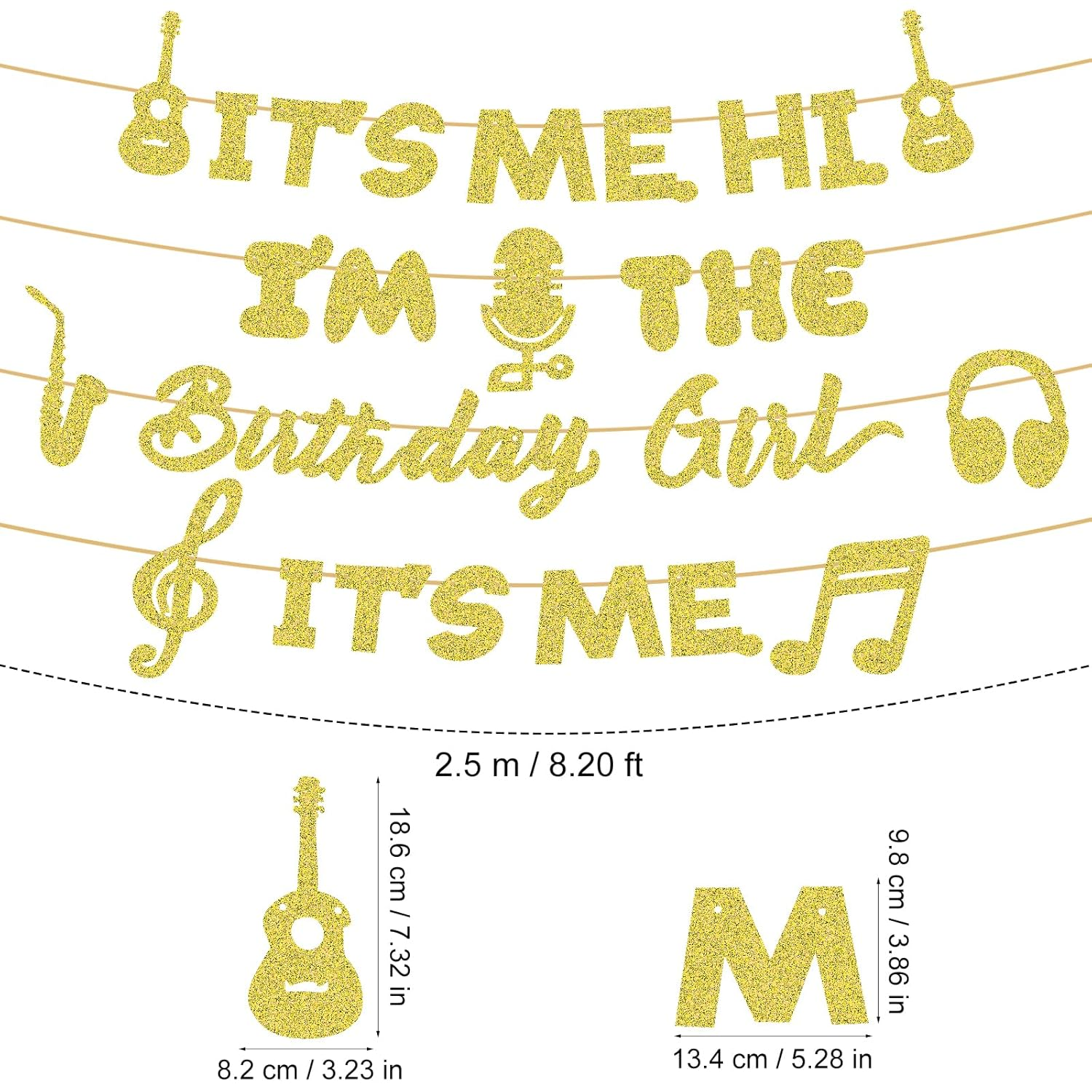 It'S Me Hi I'M the Birthday Girl Banner, Glitter Happy Birthday Banner It'S Me Banner Birthday Party Banner Sign Background for Girls Birthday Party Decor (Gold) image number 2
