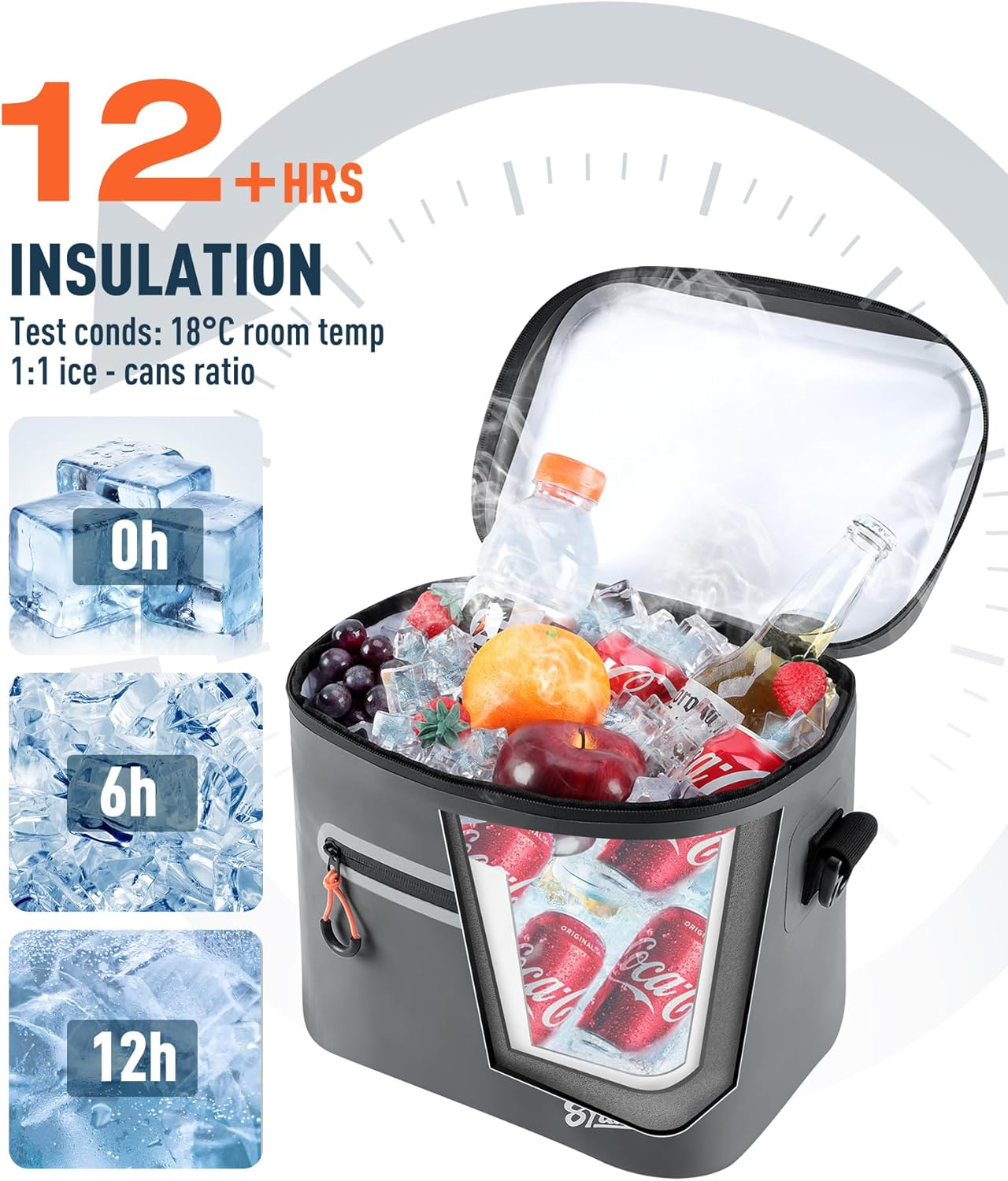 Soft-Sided Cooler Bag, 7/16/30 Can Portable Ice Chest Box, Waterproof, Leak-Proof, Insulated Cooler for Lunch, Beach, Drink, Beverage, Travel, Camping, Picnic image number 3