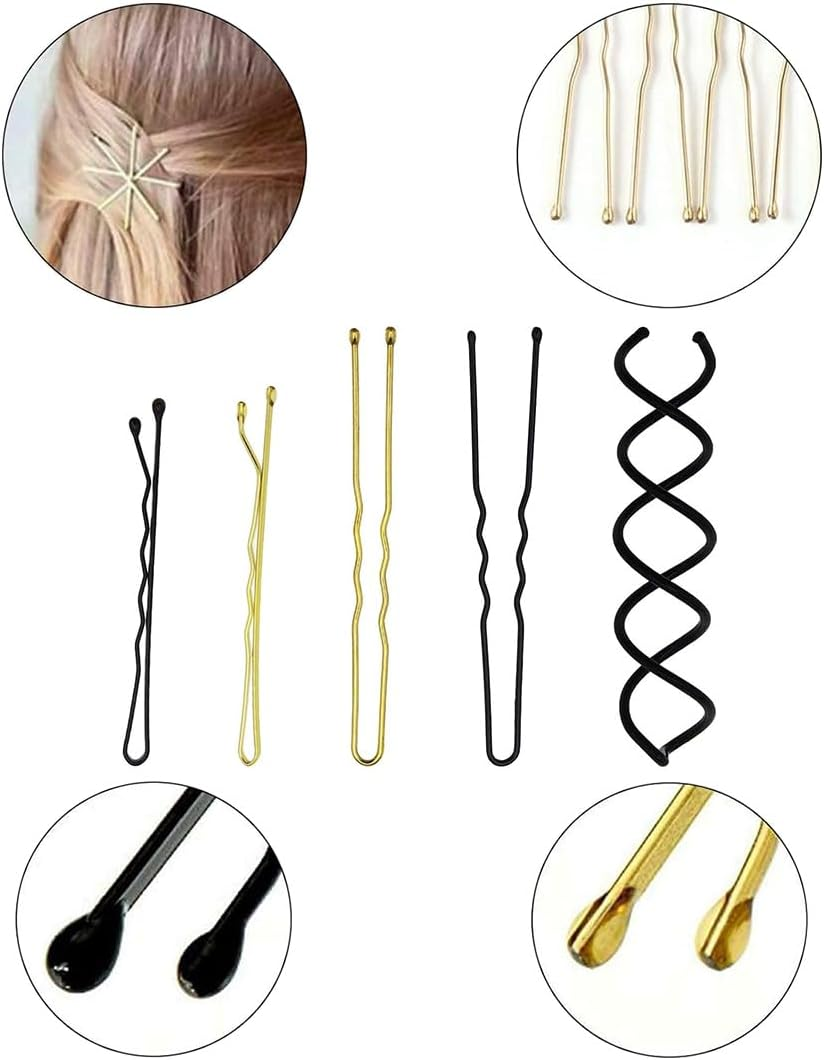 Aililong Hair Pins Set 343 Pieces - Bobby Pins, U Hair Clips, Spiral Hair Pins, Hair Scrunchie - Hairstyle Accessories for Girls - Storage Box Included image number 2
