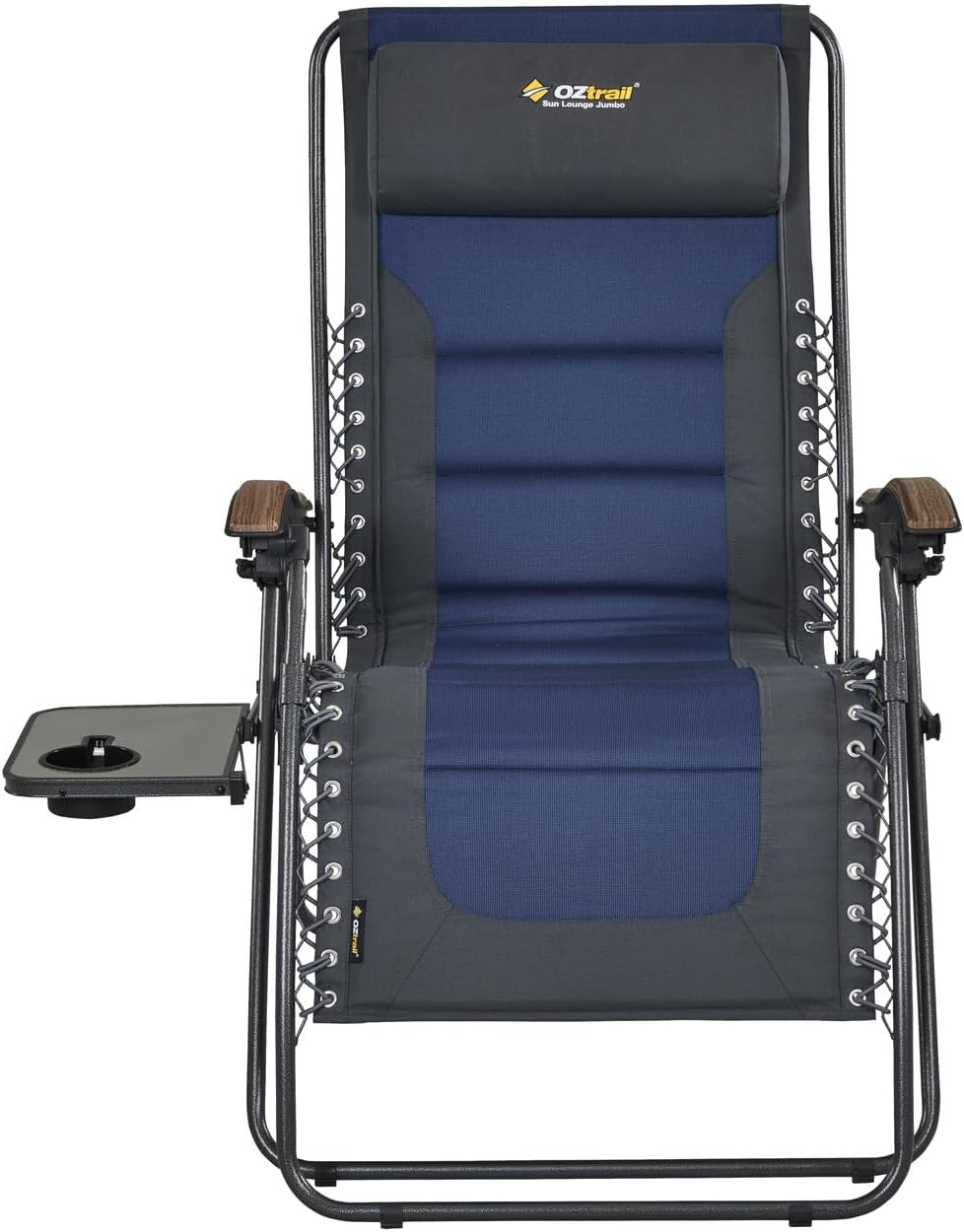 Oztrail Jumbo Sun Lounger, Navy - New Version - Relax and Recline in Style on the New and Improved Ultimate Camping Lounge image number 4