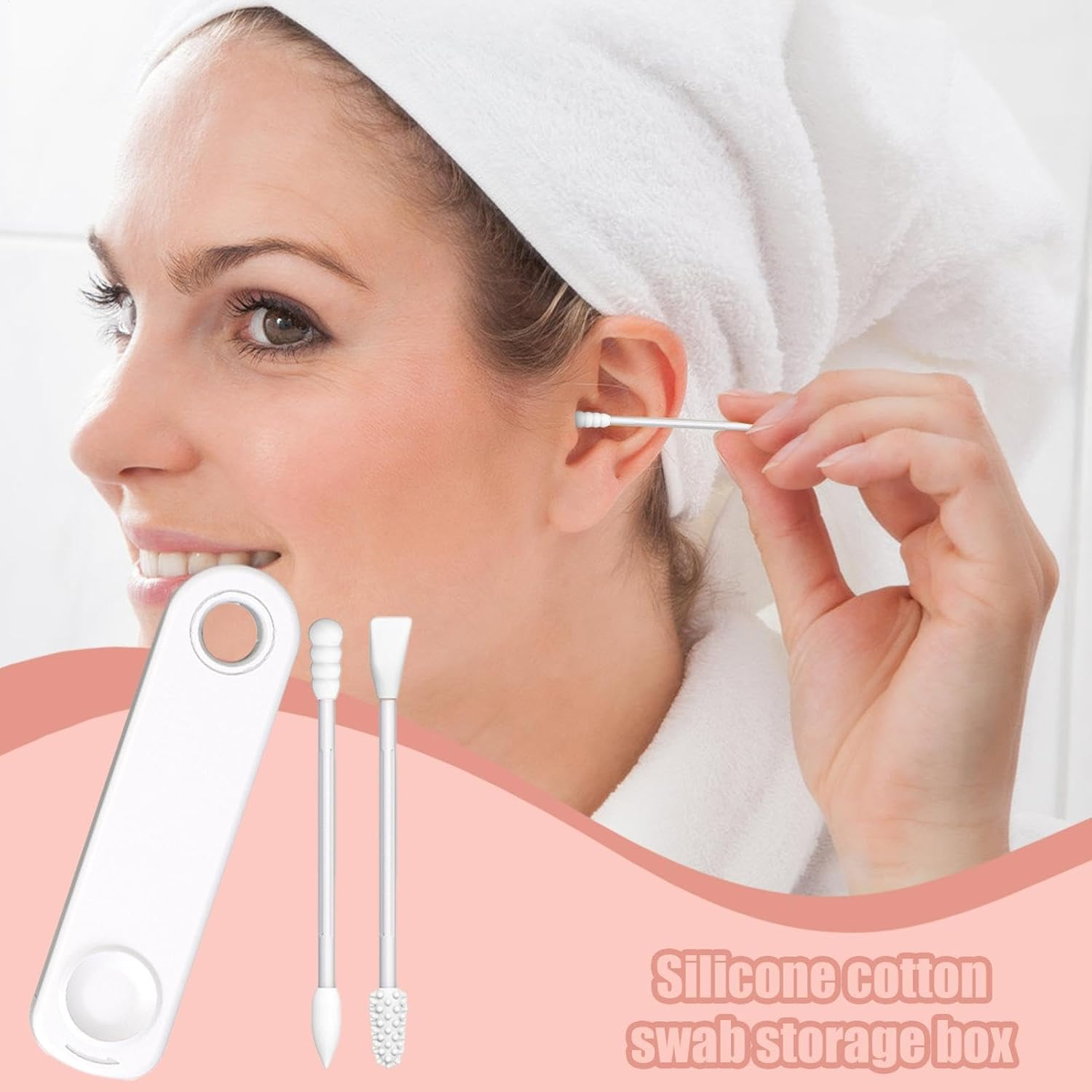 Reusable Ear Swabs - Eco-Friendly Swab, Sustainable Ear Cleaning Buds, Washable Portable Silicone Swab, Sustainable Ear Cleaning Swabs with Travel Case Holder for Makeup Ear Cleaning Beauty image number 4