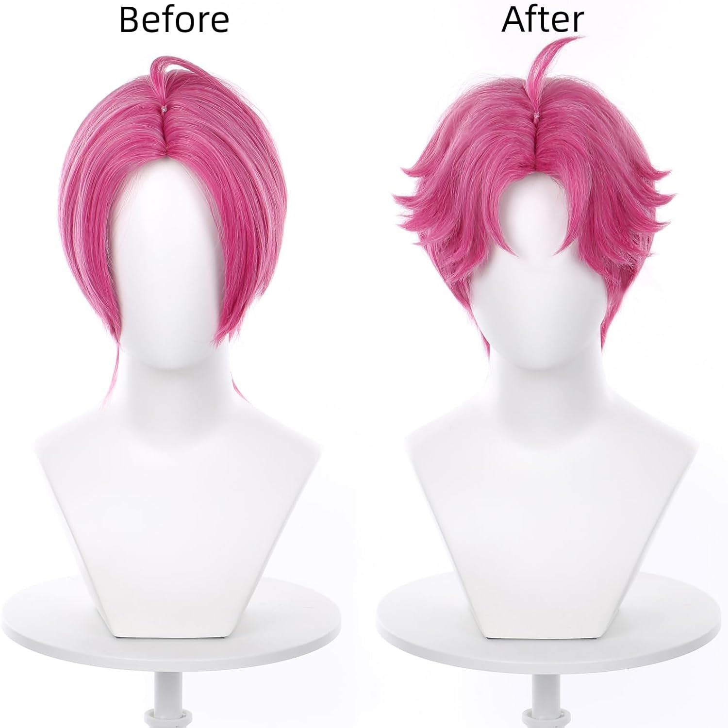 HAMISH Dark Pink Wig Cosplay Wig with Wig Cap Heat Resistant Synthetic Hair for Anime Role Play for Festival, Holiday, Cosplay Party, Comic Exhibition image number 5