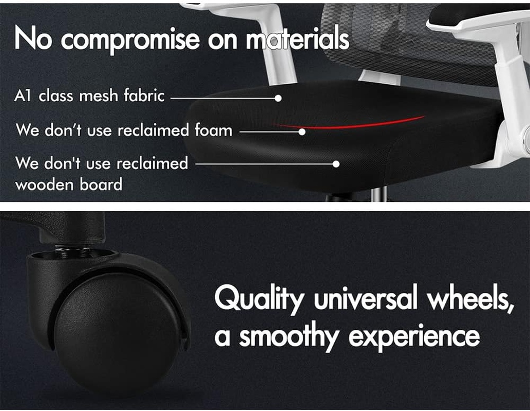 ALFORDSON Mesh Office Chair Swivel Computer Chair with Tilt & Height Adjustment, Ergonomic Executive Office Chair with Built-In Lumbar Support & Tall Backrest, Mesh Fabric Racing Chair (White) - Maxon Dark Grey image number 2