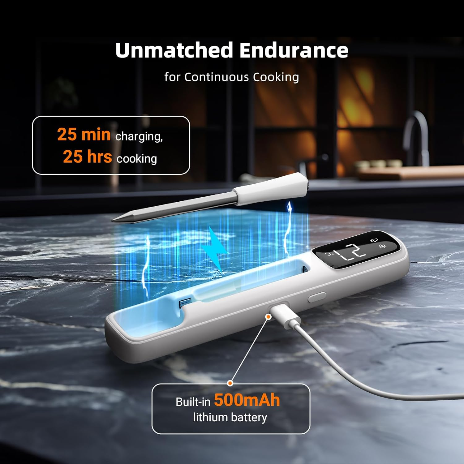 INKBIRD Mini Wireless Meat Thermometer INT-11I-B Bluetooth 5.4 BBQ Food Probe IP67 Waterproof LED Display for BBQ Grill Oven Smoker Outdoor Camping Kitchen image number 3