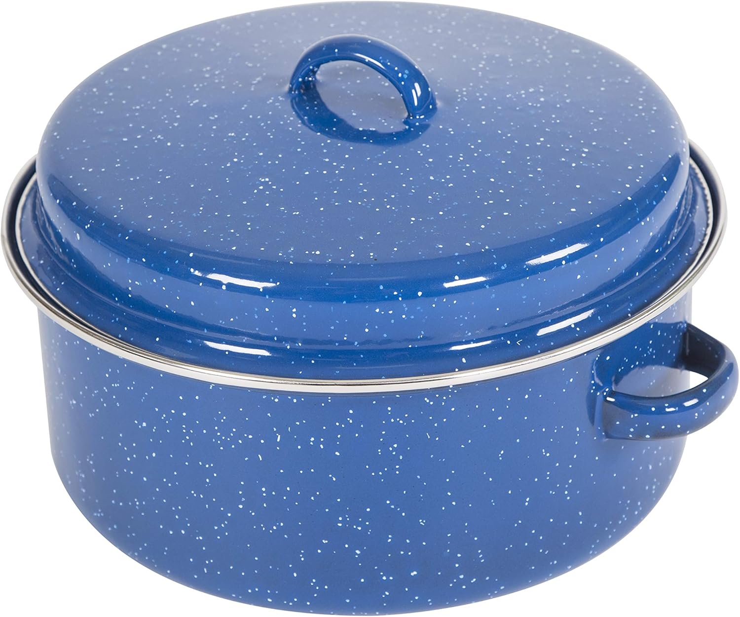Stansport Enamel Cook Pot with Lid, 5 Quart, Blue/White image number 5