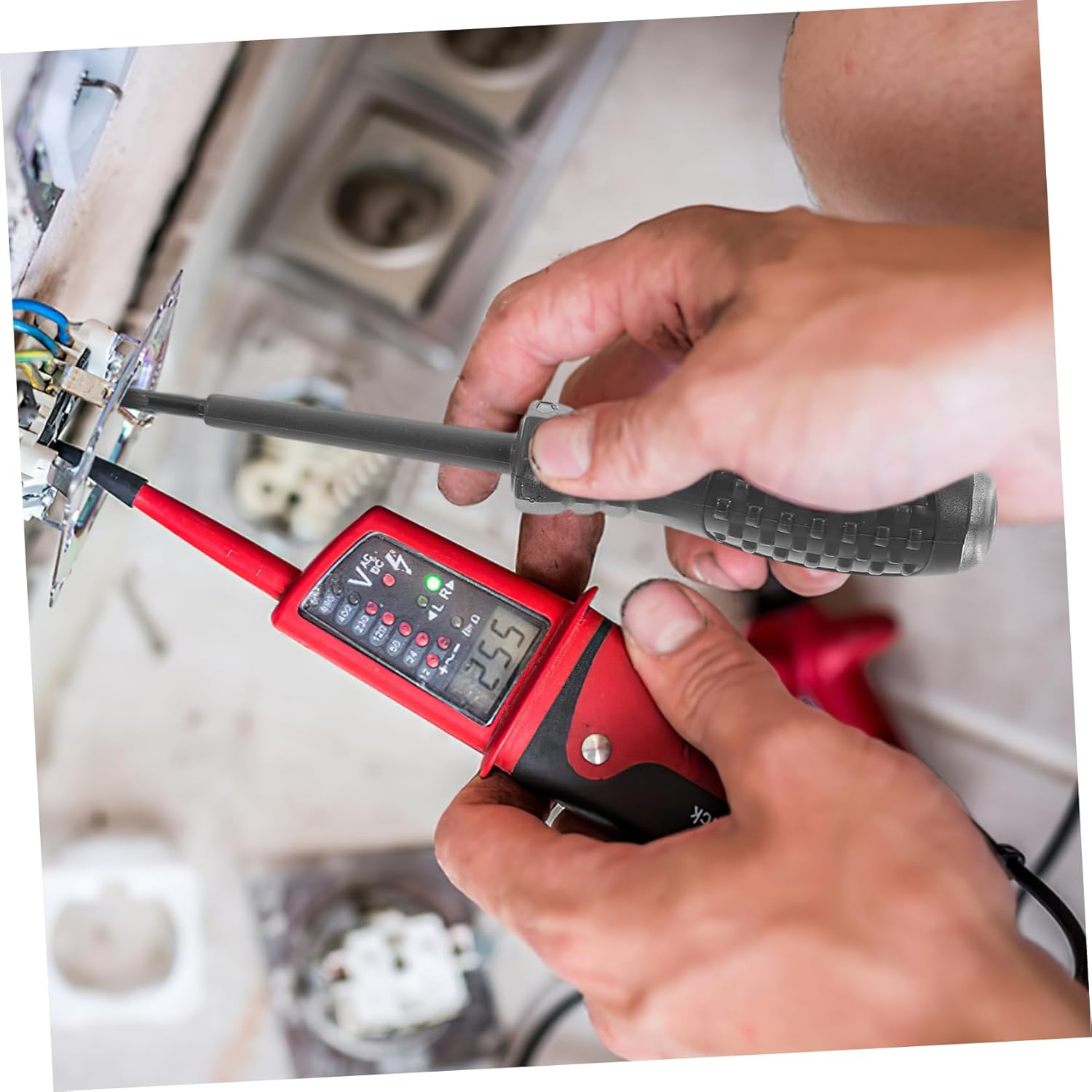 Angoily Electrician Voltage Testing Pen Magnetic Flathead Screwdriver High Brightness Voltage Detector for Automotive Circuit Testing Electrical Tasks image number 4