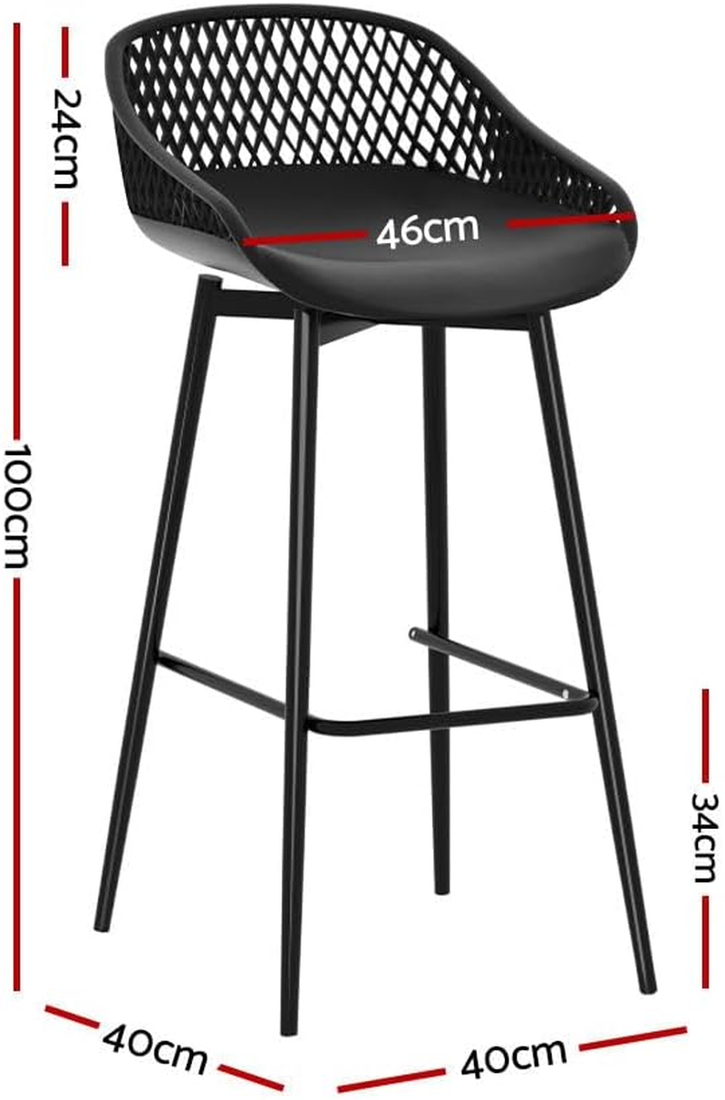 Gardeon Set of 4 Outdoor Bar Stools, Metal Frame Patio Chairs Bistro Dining Lounge Garden Pool Backyard Balcony Deck Furniture, Water-Resistant Backrest Stool with Footrest Black image number 5