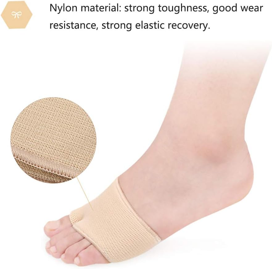 Metatarsal Gel Sleeve Pads Half Toe Bunion Sole Forefoot Cushion Half Socks Prevent Calluses Blisters Feet Care Tool (One Size Fit Most Women&Men, Beige) - Beige+Black image number 3