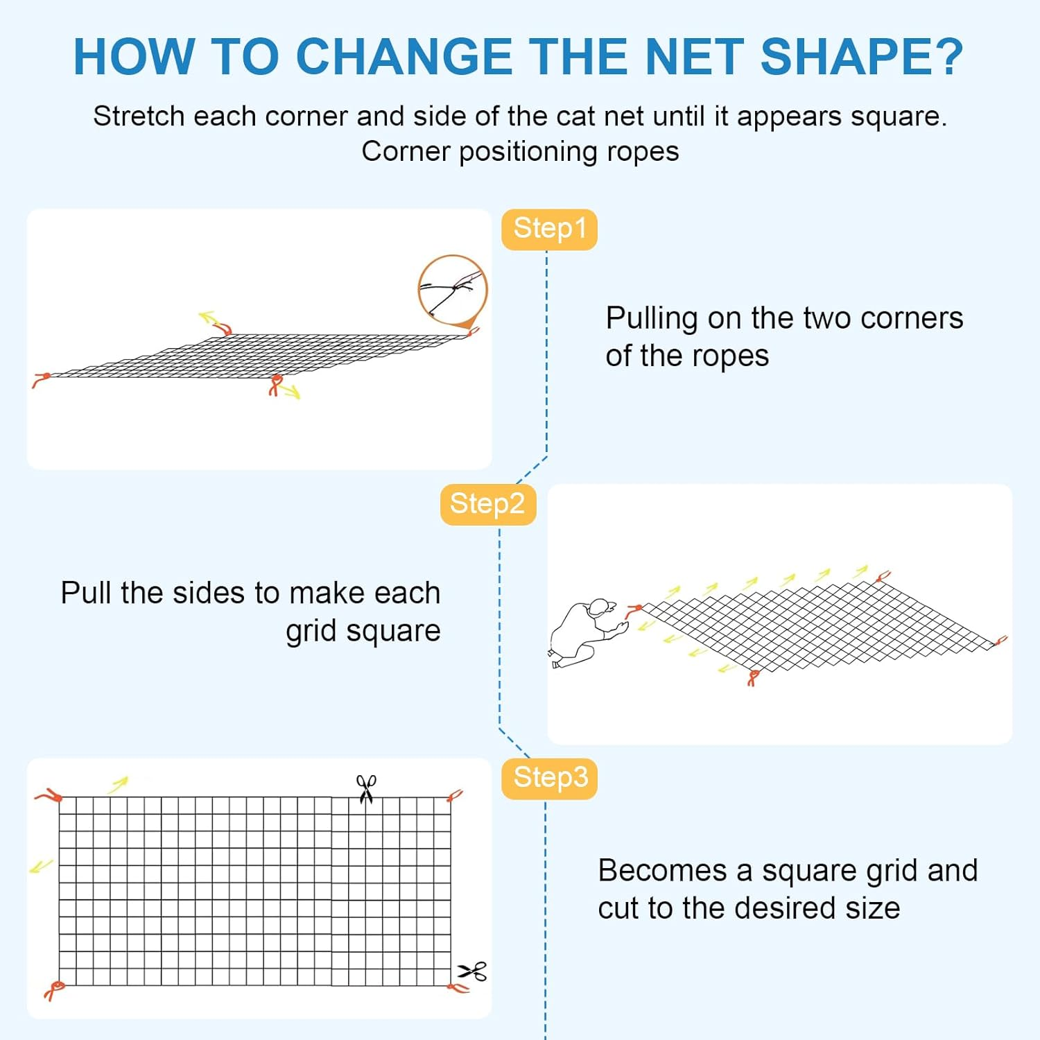 Cat Net for Balcony, Cat Net Reinforced Wire, Balcony Wire Net, Cats, Cat Grid Window No Drilling, Cat Net Balcony with 28 M Mounting Rope and Accessories, Balcony Net, Bite Resistant (10 X 3 M) image number 2