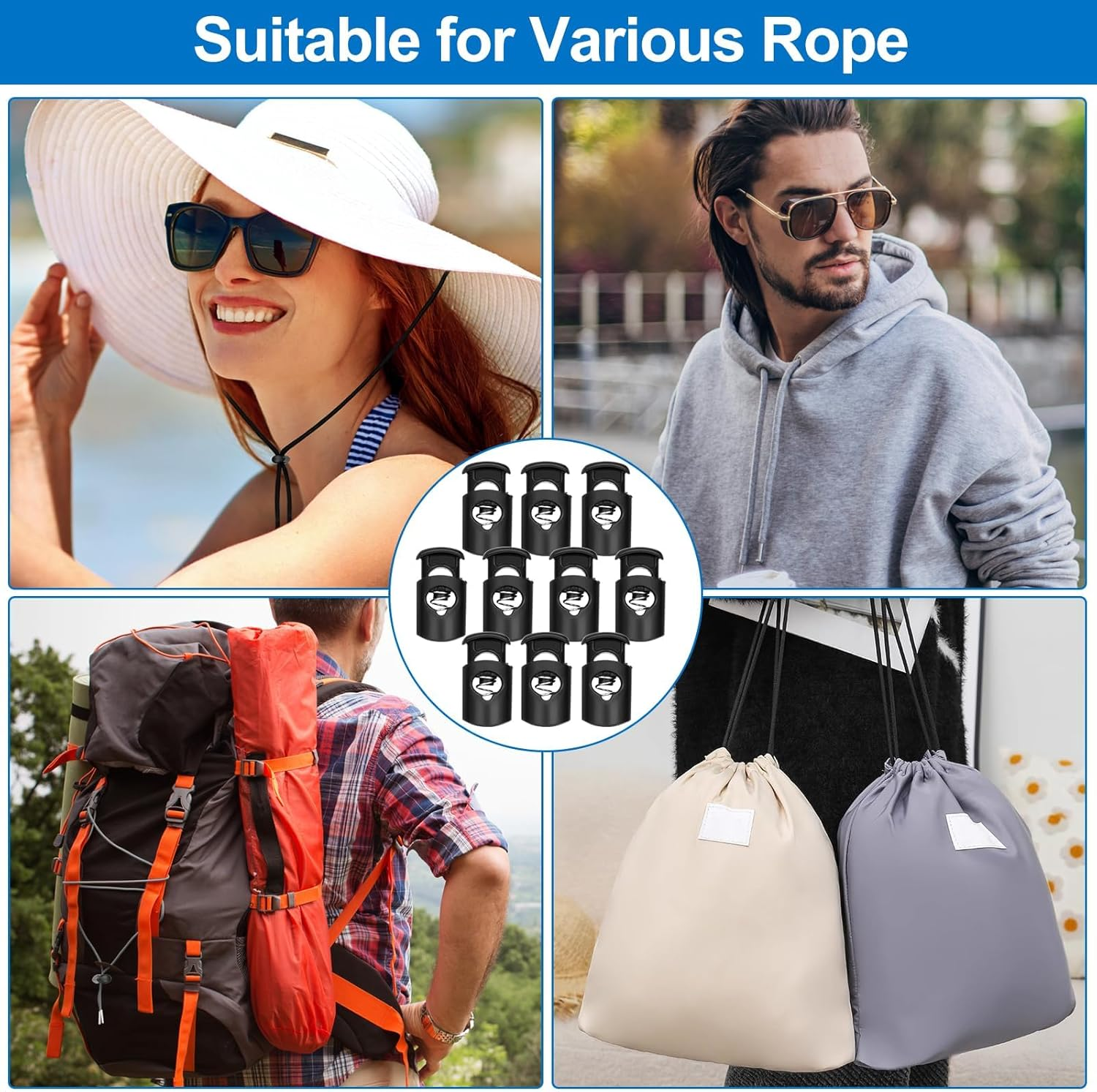 Drawstring Replacement Kit 12 Cords + 10 Locks + 3 Threaders | 57 Inch Elastic Drawstring Cord for Sweatpants, Drawstrings Replacement Draw Strings for Hoodies, Sweatpants, Shorts, Pants image number 6