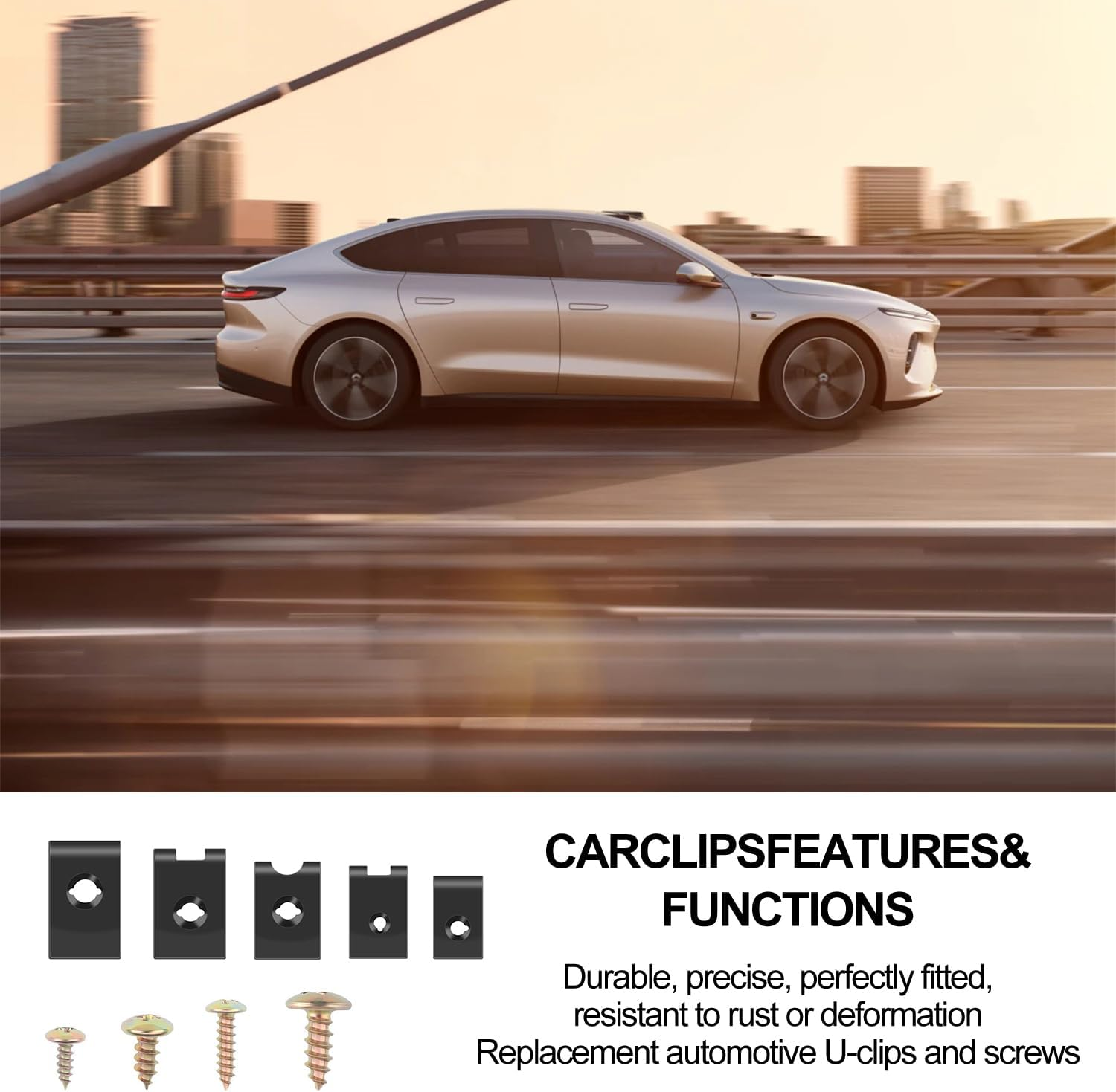 Funcyboo 170 Pcs U-Clip and Screw Assortment Kit, 9 Sizes U Type Clips and Nuts Auto Car U-Clip Universal Bumper Cover Screws for Dash Door Bumper Panel Interior image number 3