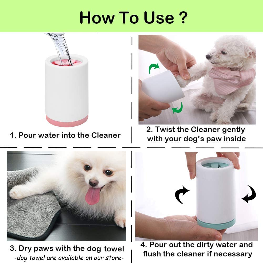 Kwispel Portable Paw Washer Cup for Small/Medium Dogs and Cats - Muddy Foot Cleaner, Green image number 3