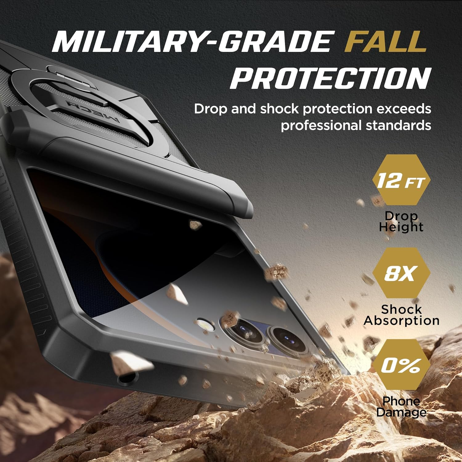 TONGATE for Motorola Razr 2025 Case/Razr 2024 Case with Privacy Screen Protector, [360&deg; Spin Magnetic Stand] [Compatible with Magsafe] [Hinge Protection] Full-Body Military Drop Phone Cover, Black image number 7