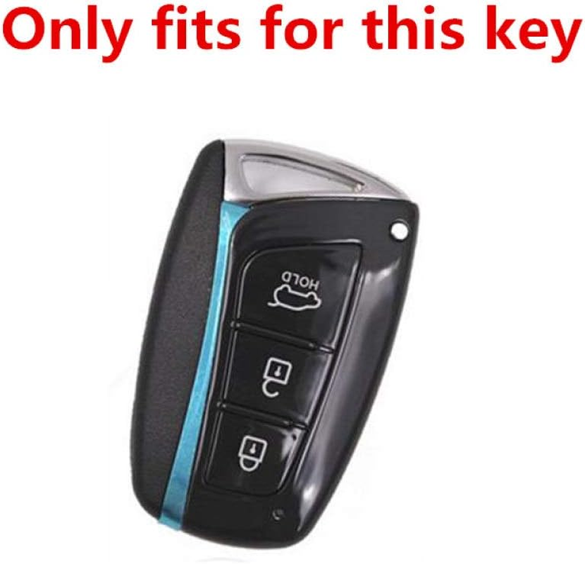 YJADHU Leather Men Women'S Key Holder Key Chain Car Key Case, Fit for Hyundai Grand Santa Fe IX45 Genesis EQUUS Azera 2013 2014 2015 2016,Blue image number 1