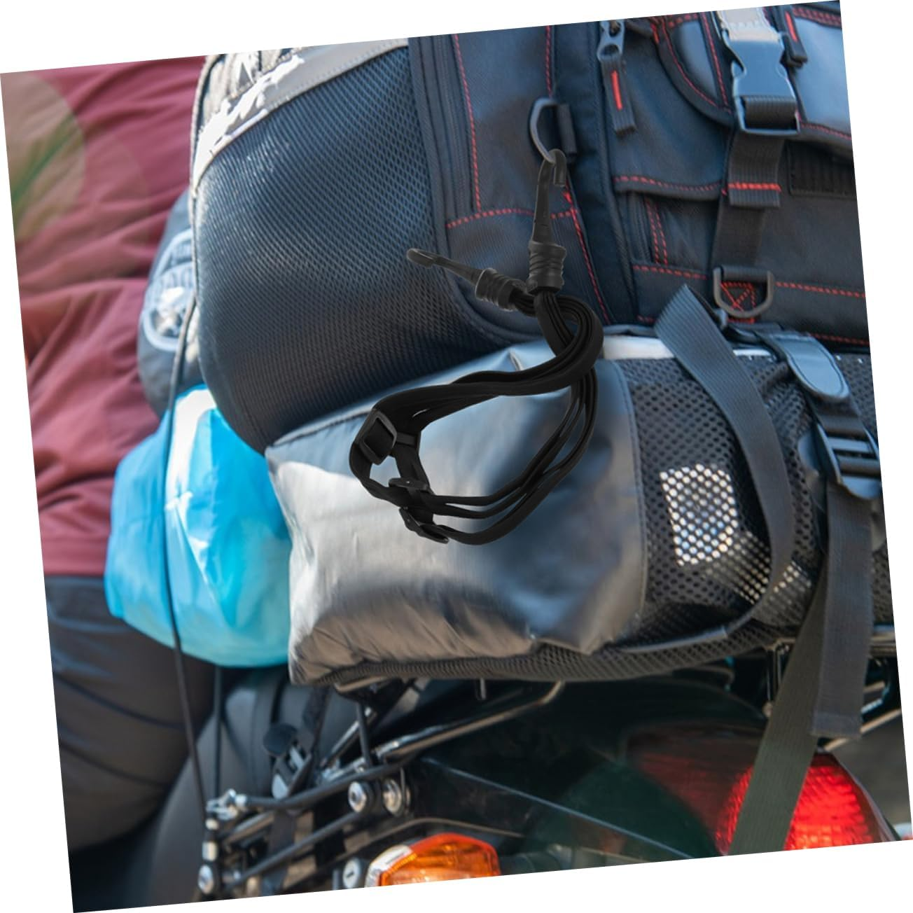 OSOLADY 2Pcs Electric Vehicle Helmet Straps Motorcycle Elastic Rope Luggage Strap for Helmet Elastic Rope Bungee Cords Hooks Heavy Duty Lashing image number 5