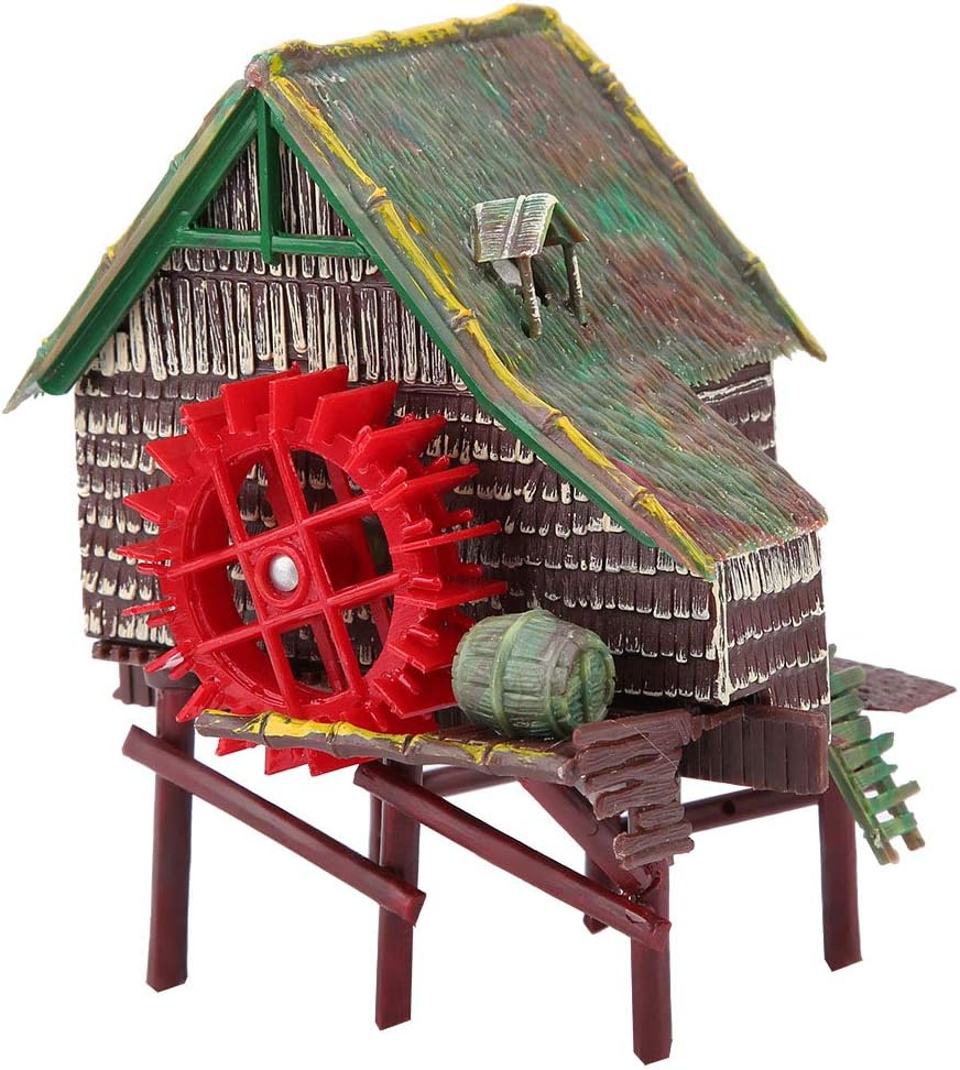 Aquarium Windmill, Aquarium Big Water Wheel Landscaping Rotatable Waterwheel Windmill Aquarium Make Air Bubble Ornament with a Water Truck for Fish Tank Aerating(L) image number 4