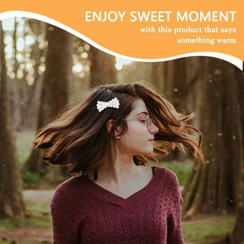 Pearl Hair Clips Hair Bow Barrettes for Girls Women Elegant Bowknot Hair Clip Pearl Bobby Pins for Hair Wedding Bow Hair Clips 6Pcs Fashion Hair Accessories for Women