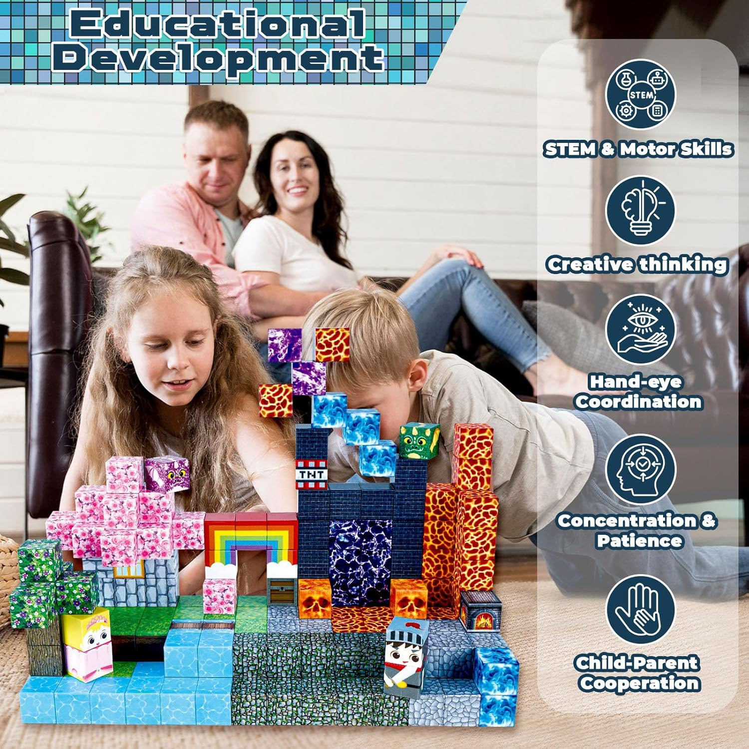 Magnetic Blocks - 150 PCS Build Dark Swordsman'S Forest Castle - Magnetic Toys for Montessori Toddler Christmas Birthday Gifts - STEM Sensory Toys for 3 4 5 6 7 8 9 10 Year Old Boys & Girls image number 4