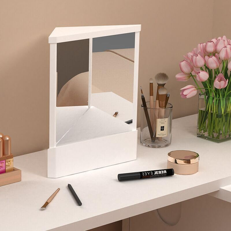Non Reversing Mirror,True Mirror Makeup Mirror,True Image Reflection Personal Makeup Mirrors,Slim Design,Non-Magnifying Mirror for Haircuts,Beauty,Bedroom,Women Girls Gifts (Green) - Pink image number 5