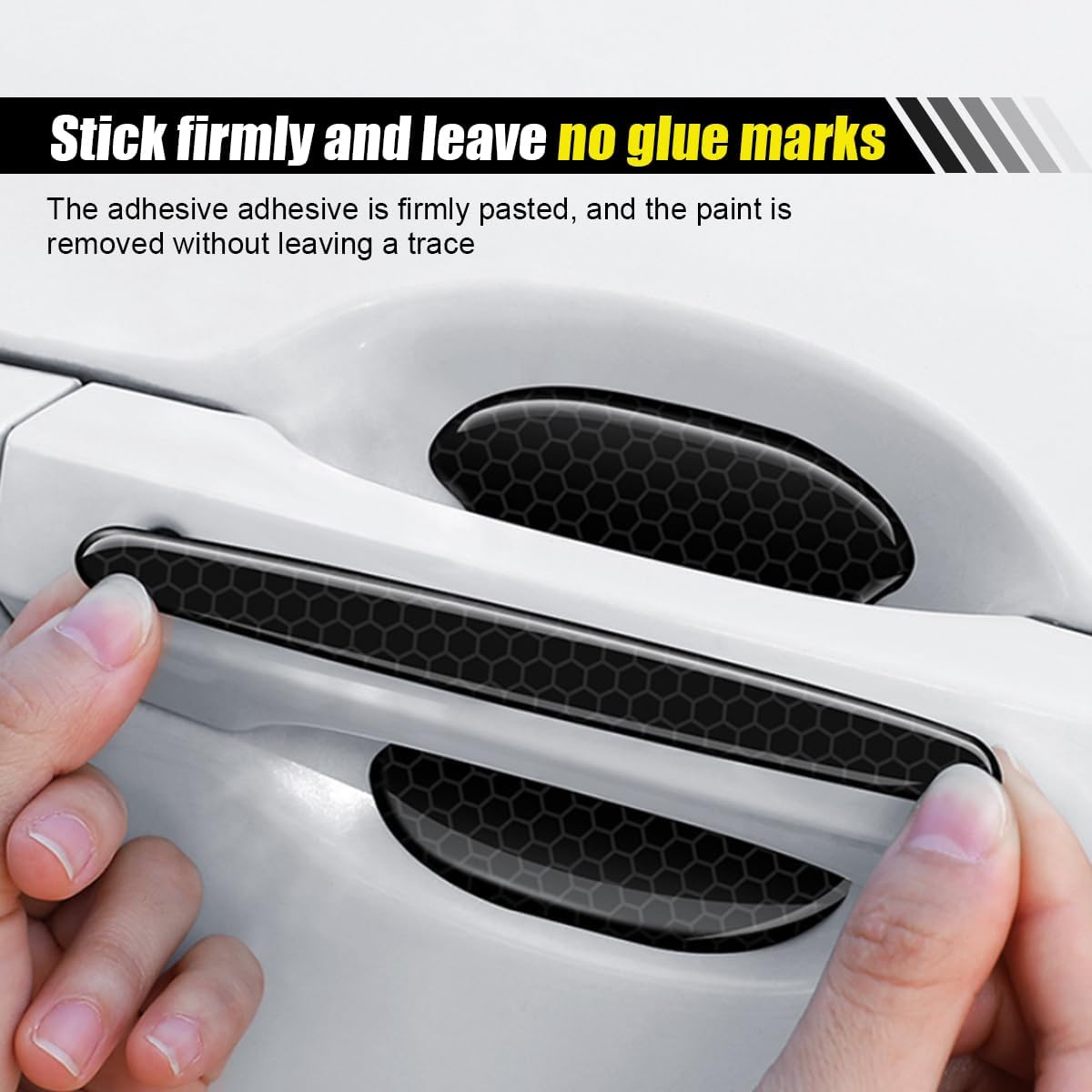 LHDOS 8PCS Car Door Handle Cup Scratch Protector - Reflective Sticker - Anti-Scratch Paint Cover - Black Rubber - Universal Fit image number 2