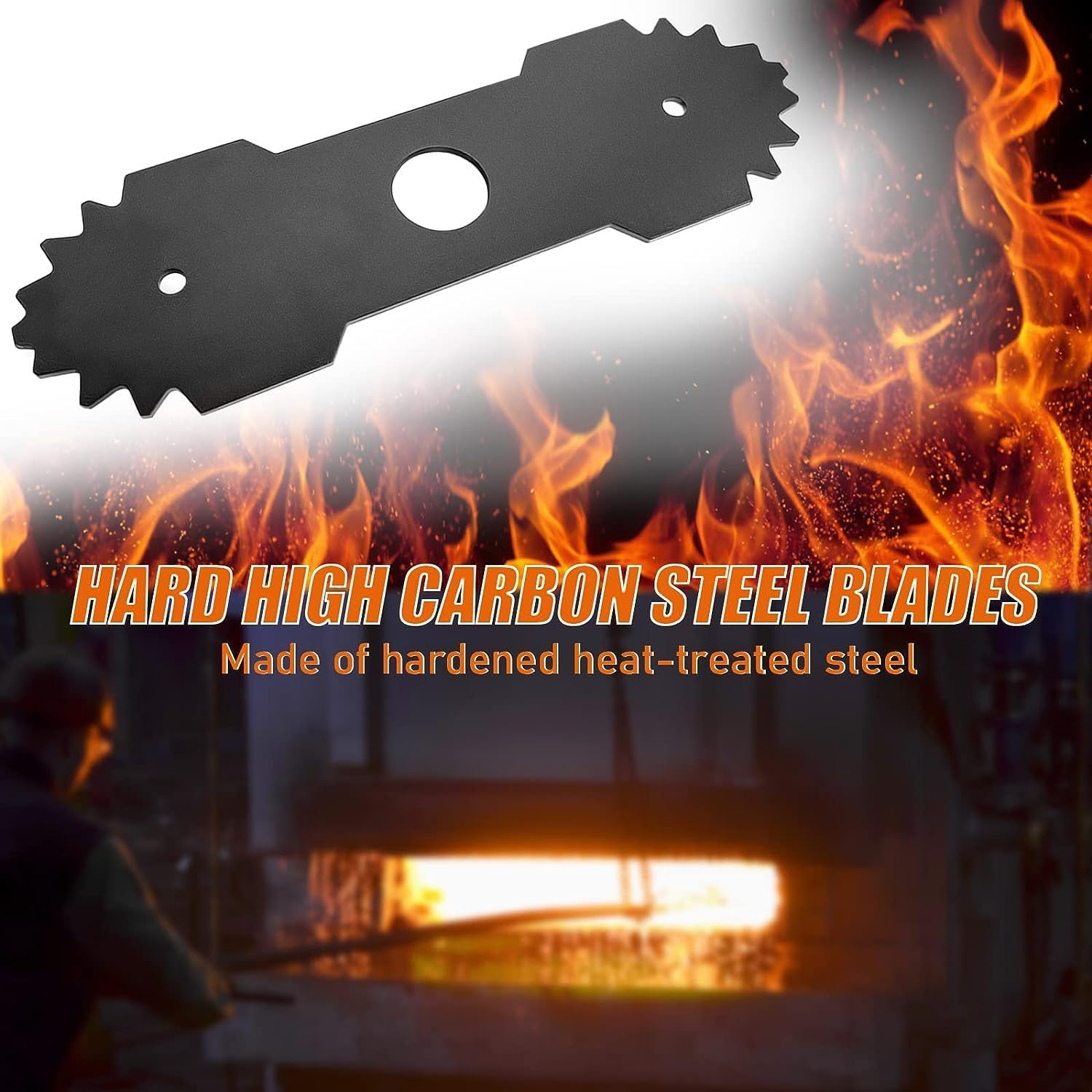 2 Pcs Lawn Mower Edger Blades with Teeth Lawn Trimming Machine Blade Compatible with Ryobi Edger RY13050 RY13050A RY15518 RY40030 8-3/4" Length 1" Center Hole (Black) image number 1