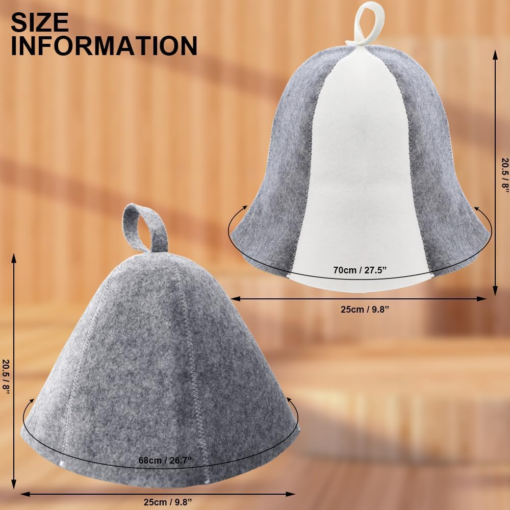 2 Pack Sauna Hat Polished Wool Hat for Sauna Wool Cap for Sauna Banya Bath House Head Protection Ukraine for Men Russian Banya Hat Unisex Bathroom Accessories for Women White image number 2