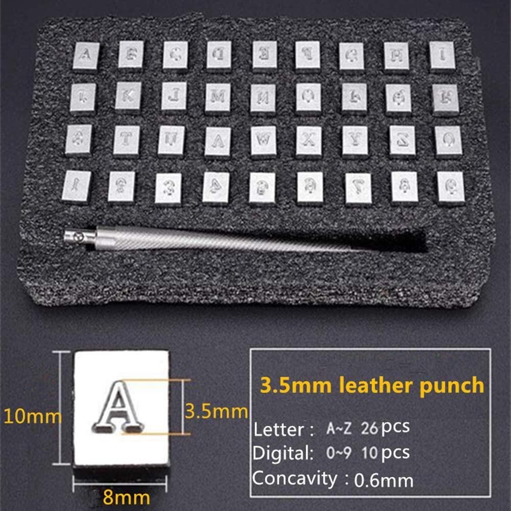 36Pcs/Set Steel Alphabet Number Stamp Punch Set for Leather Stamps Punch Tools image number 4