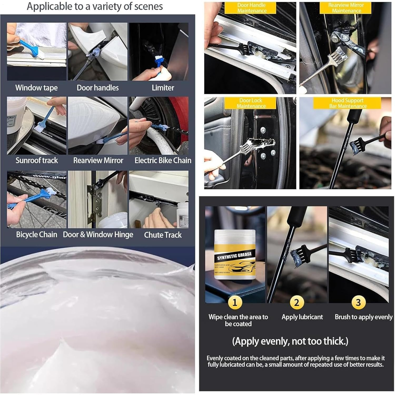 Wheel Bearing Grease - Wheel Bearing Lubricant | Multi-Purpose Lubricant 100G for Maintenance Auto Garage Brake Trailer Chain Automotive Applications and Equipment Care image number 5