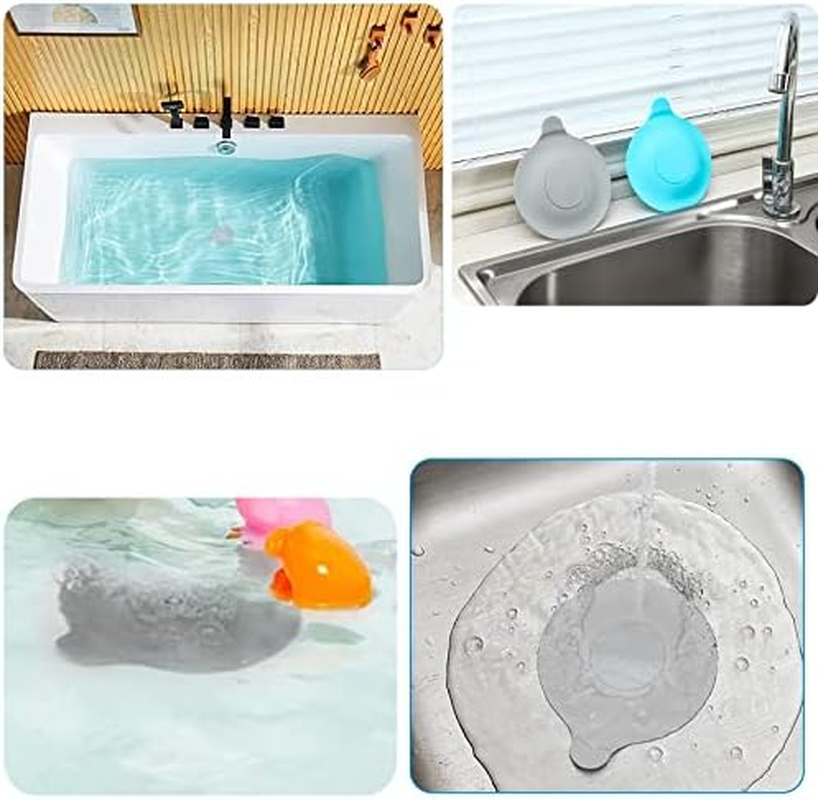 2 Pcs Tub Stopper, Bathtub Stopper, Silicone Bathtub Drain Stopper Plug, Bathtub Plug, Bath Tub Drain Cover, Sink Plug Hair Stopper Universal Use for Bathroom Kitchen Accessories, Laundry