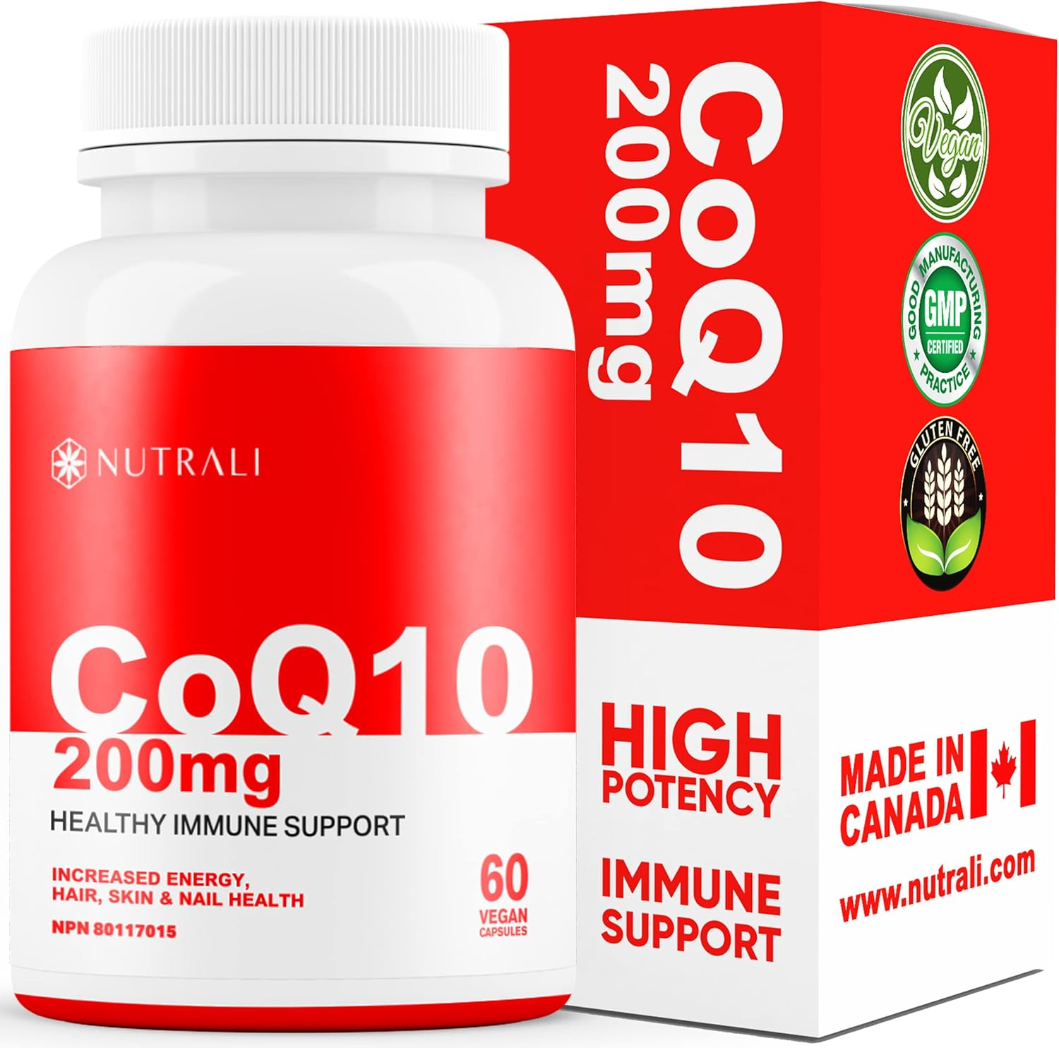 HIGH POTENCY 200MG Coq10 Ubiquinone Supplement &ndash; Coenzyme Q10, Improves Heart Health, Increases Energy, Reduced Migraines Is a Powerful Antioxidant, Gluten Free, NON-GMO, Vegan - 60 Capsules image number 4