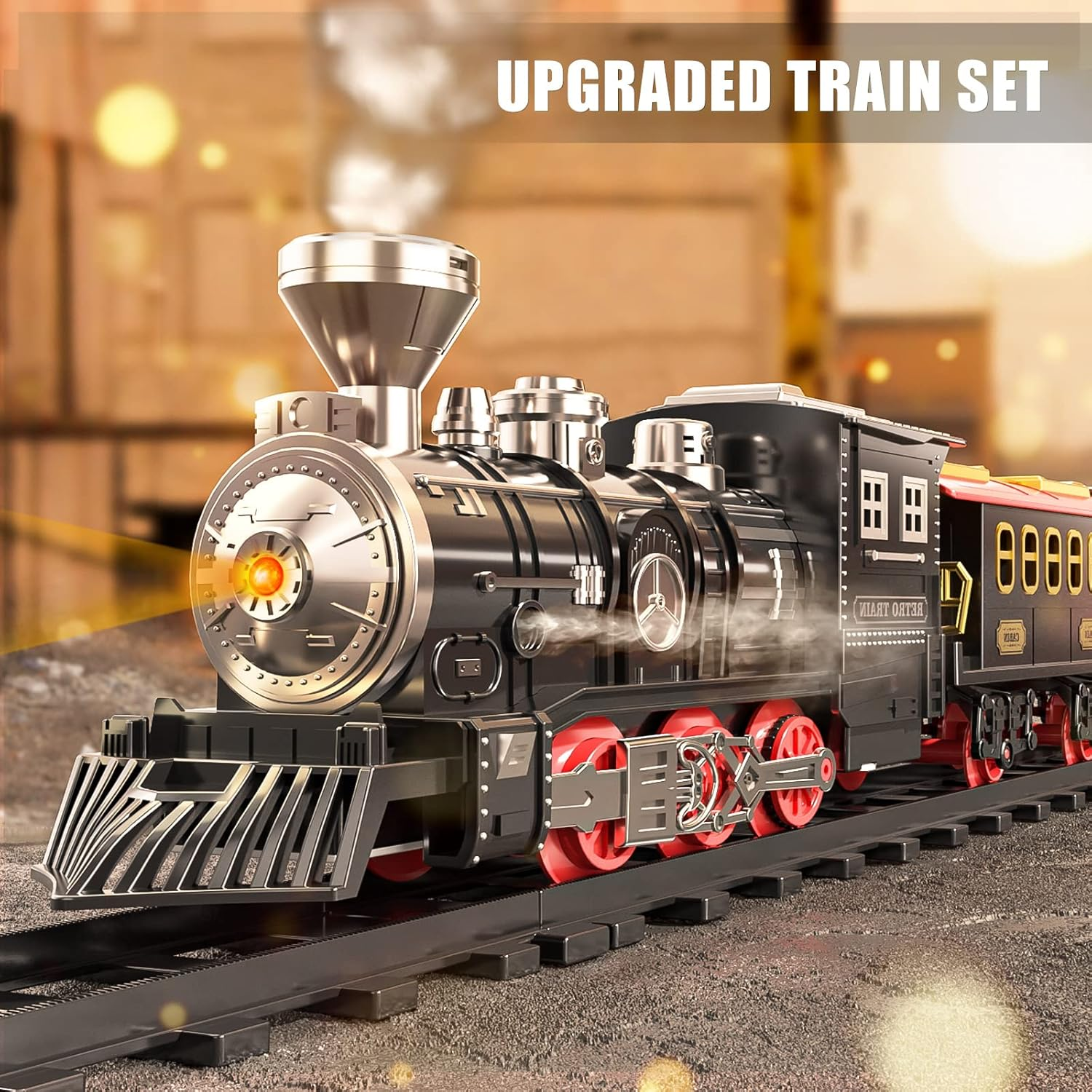 Large Train Set - Kids Electric Train Toy with 3 Way Smoke Locomotive, Light and Sounds, Cargo Cars and Long Tracks, Large Gift Train Set for Boys & Girls image number 6