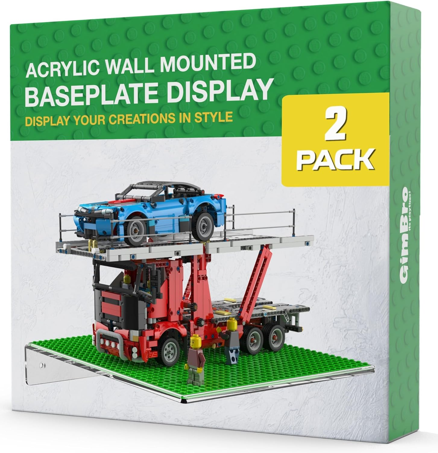 GALVANOX Display Sheves for Building Bricks (2 Pack) Compatible with All Toy Block Brands, Floating Wall Mounted Shelf with 10 Inch Removable Baseplate (Clear Acrylic Stand)